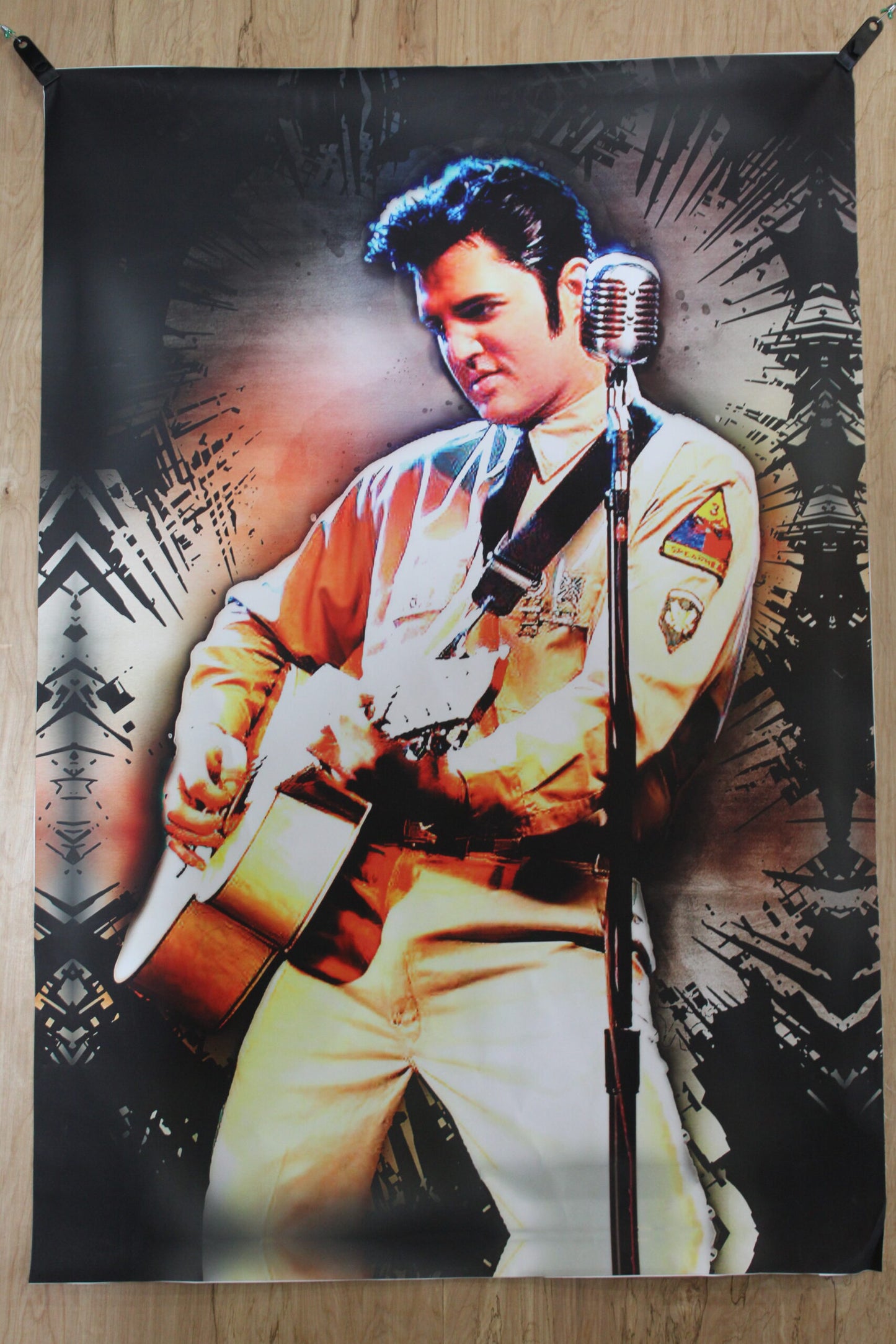 Elvis Presley Playing Guitar, A Giant Unstretched Canvas Wall Art, 44"x64"