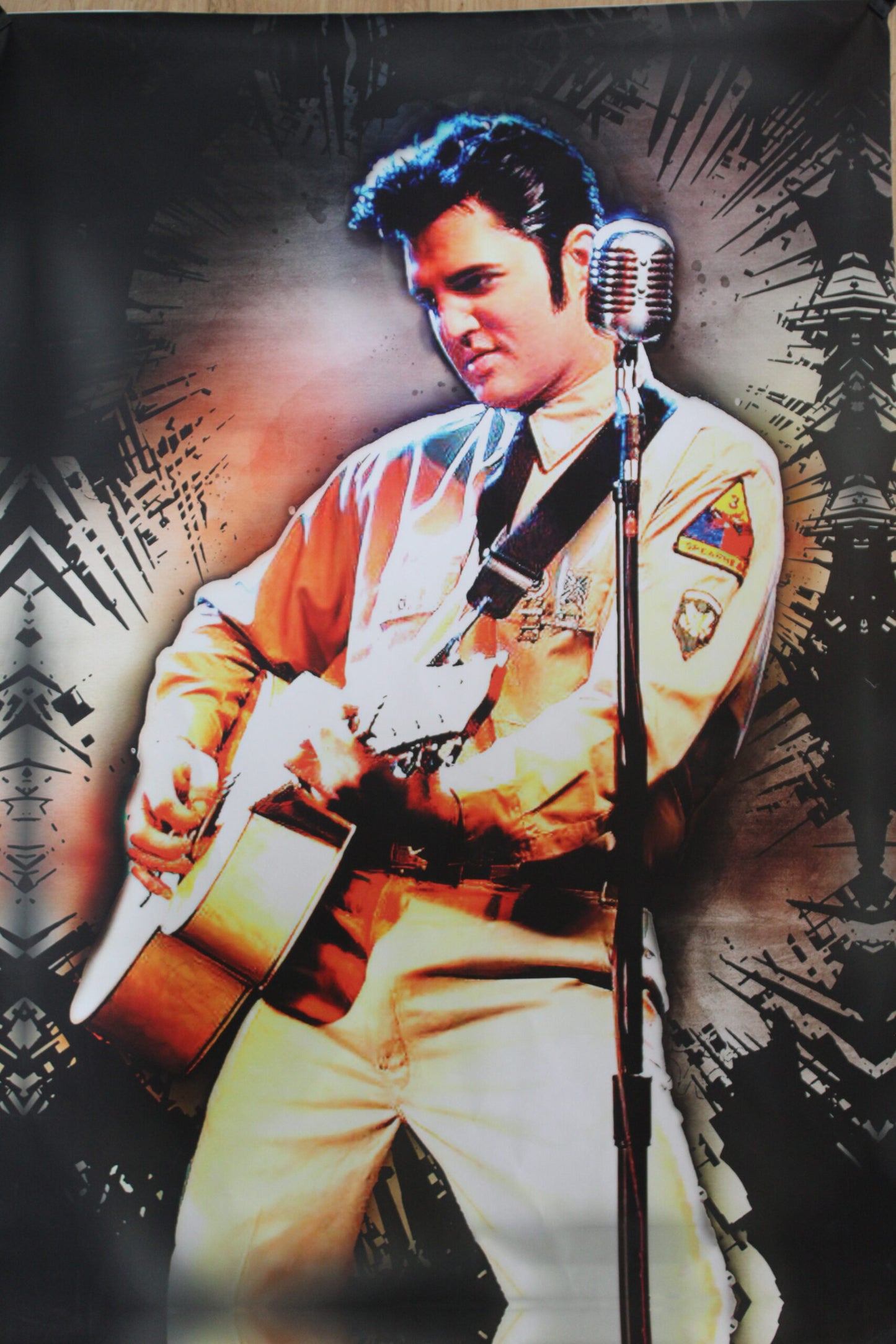 Elvis Presley Playing Guitar, A Giant Unstretched Canvas Wall Art, 44"x64"