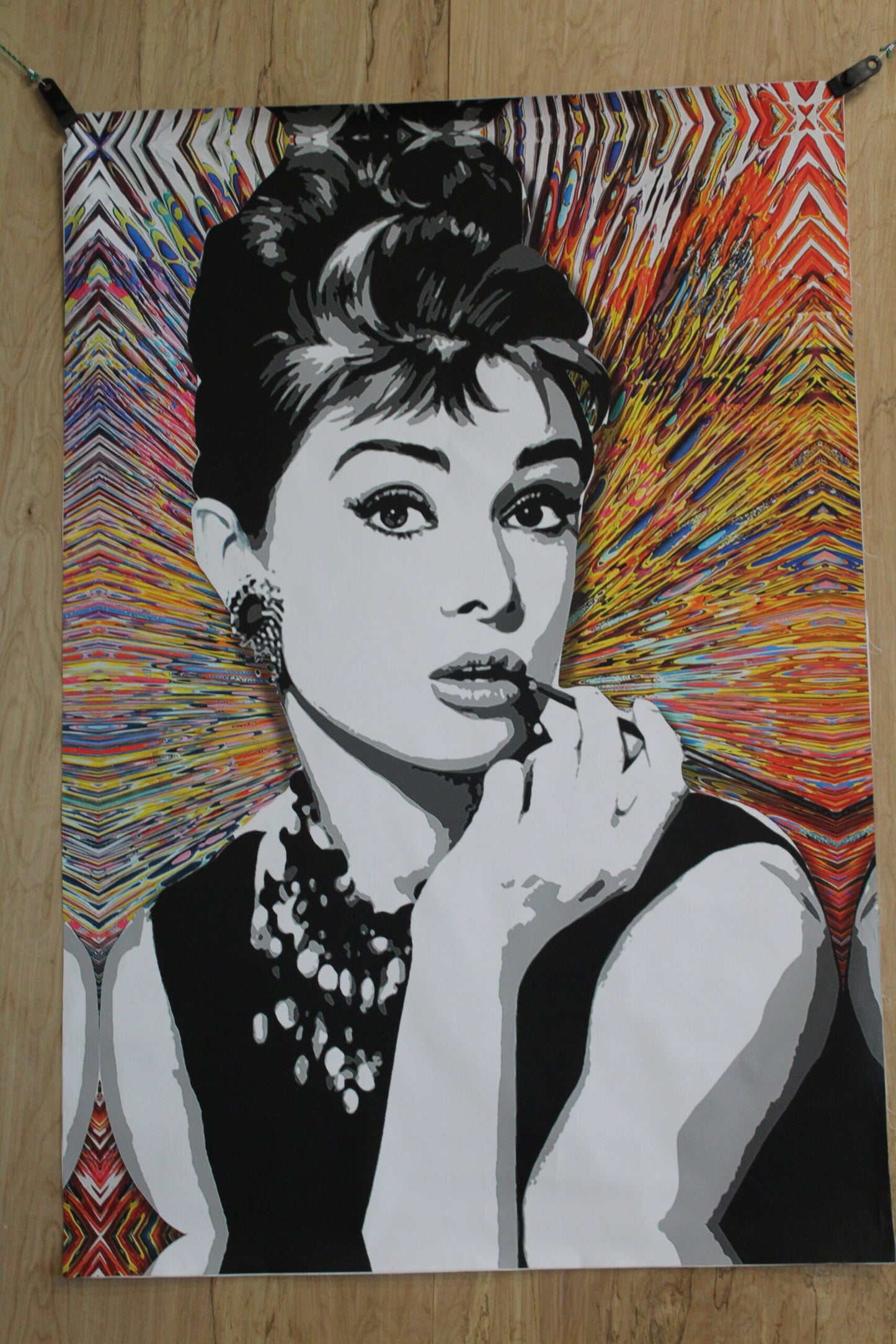 Audrey Hepburn Pop Art Unstretched Painting an Oliver Neilson Replica, 44"x64"