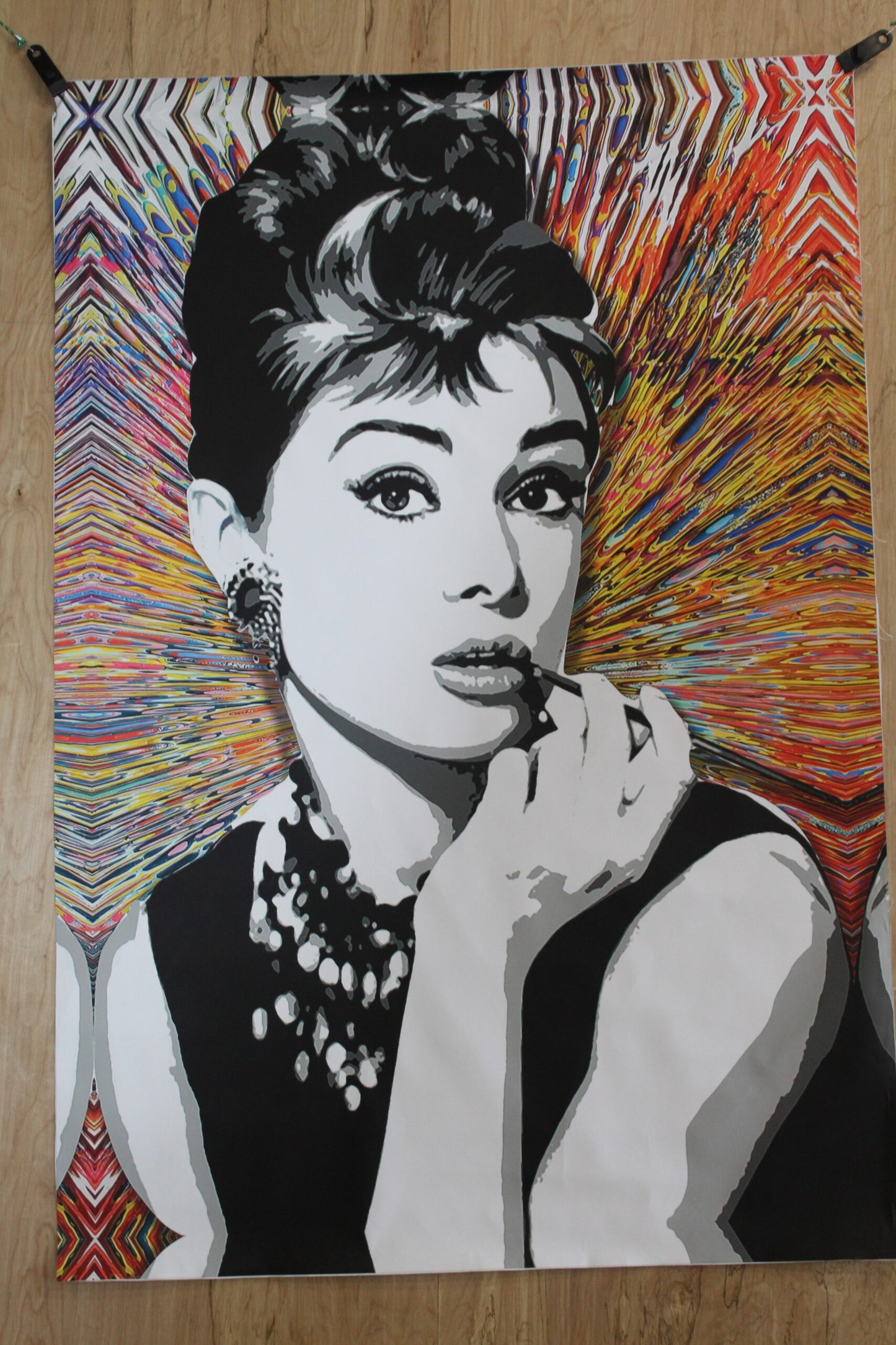 Audrey Hepburn Pop Art Unstretched Painting an Oliver Neilson Replica, 44"x64"