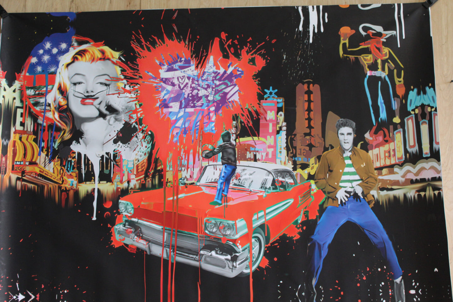 Elvis with a splash a Marc Rudinsky Replica, a Giant Unstretched Canvas, 64"x44"