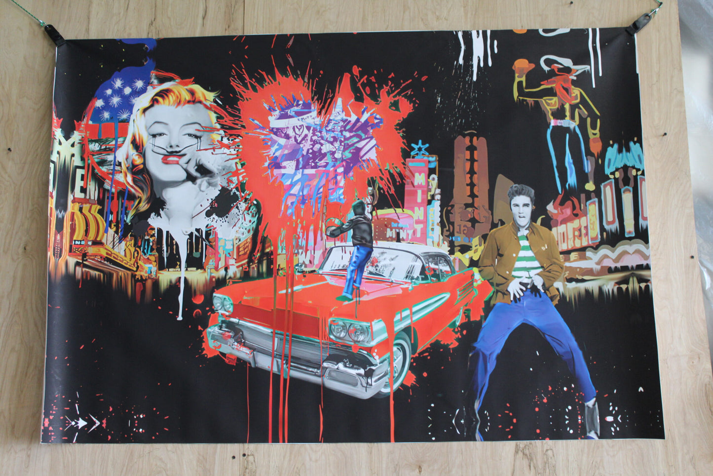 Elvis with a splash a Marc Rudinsky Replica, a Giant Unstretched Canvas, 64"x44"