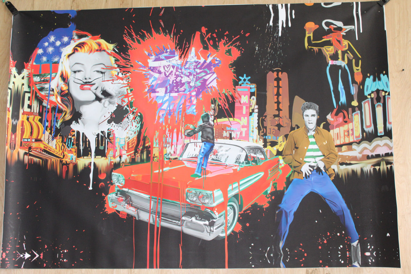 Elvis with a splash a Marc Rudinsky Replica, a Giant Unstretched Canvas, 64"x44"