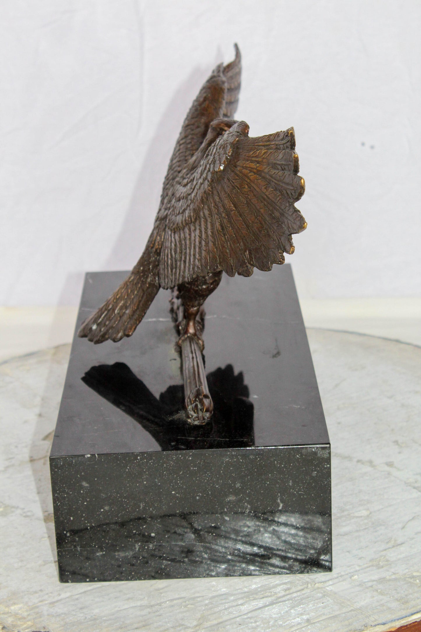 American Eagle Bronze Sculpture on Marble Base Patriotic Decor 20" x 8" x 14"H