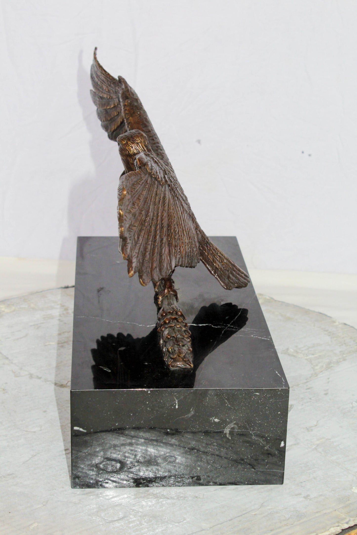 Nifao Majestic American Eagle Bronze Sculpture with Shield – Lost-Wax Cast, Classic Patina Finish, Mounted on Marble Base – Symbol of Strength, Freedom, Patriotism & Honor20 x 8" x 14"H