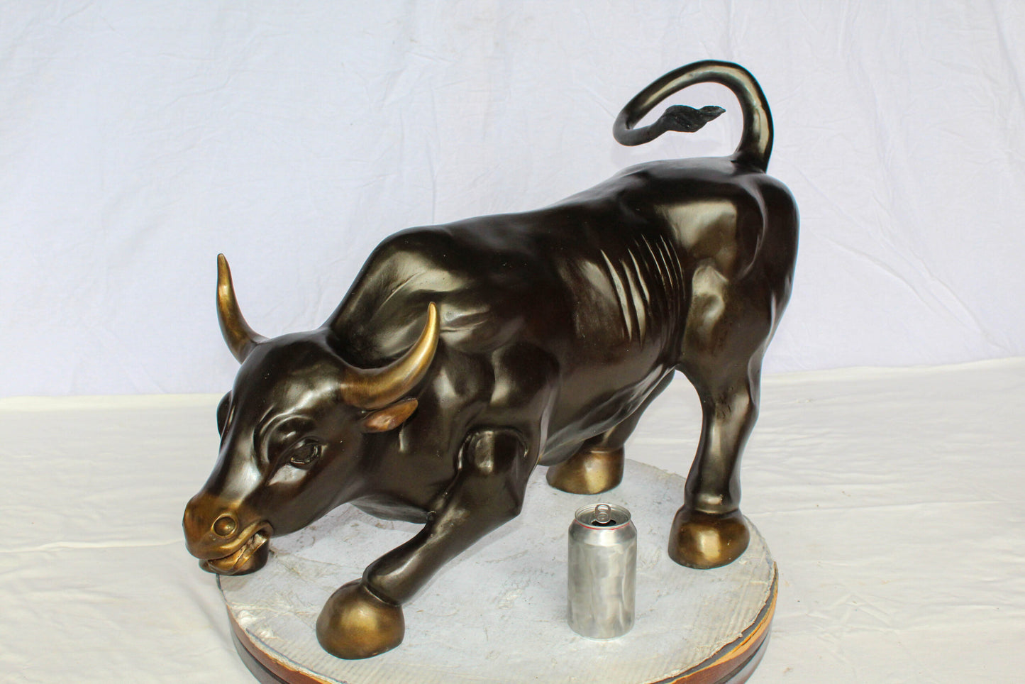 Wall Street Bull Bronze Statue Replica in a Powerful Pose 32" x 16" x 21"H