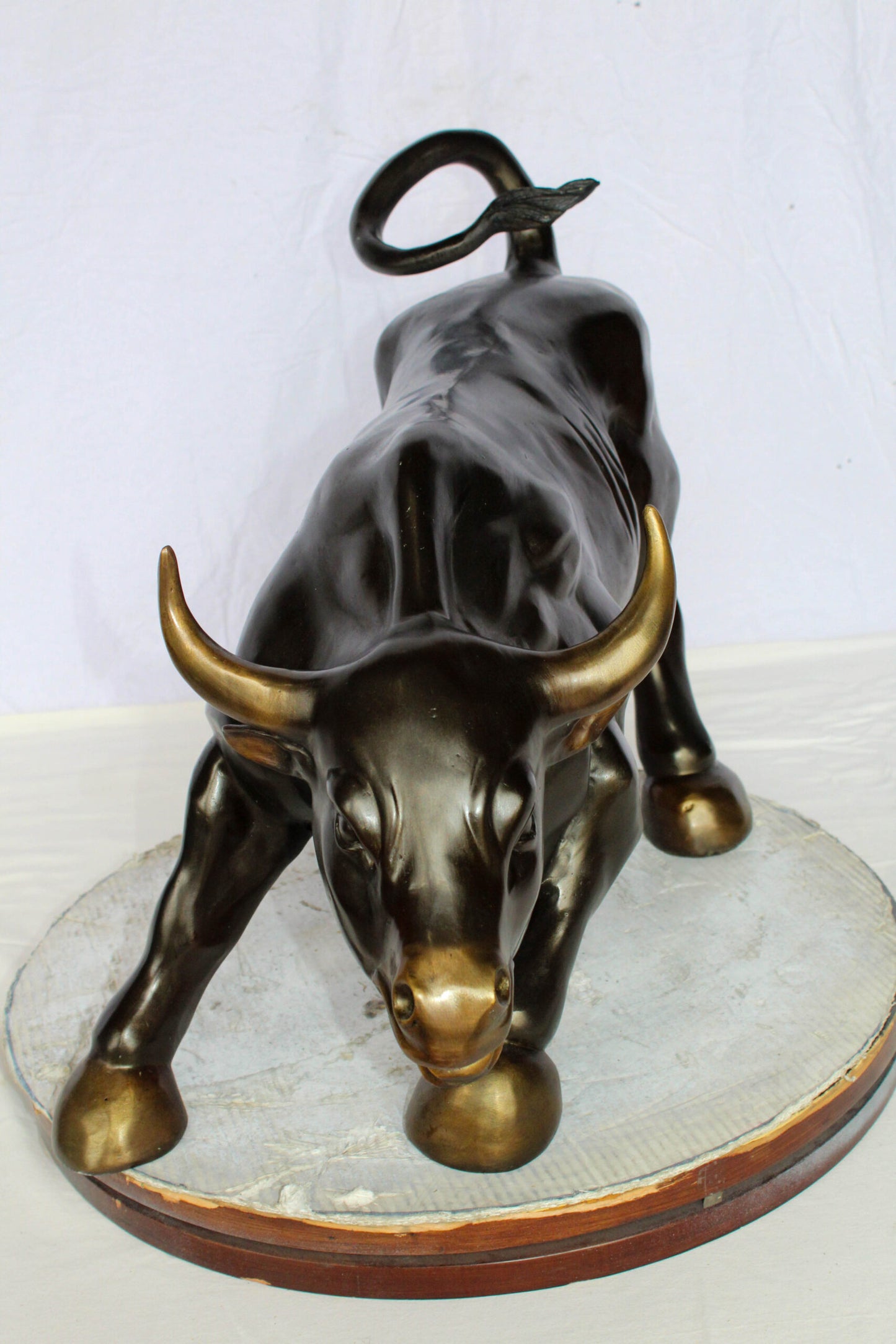 Wall Street Bull Bronze Statue Replica in a Powerful Pose 32" x 16" x 21"H