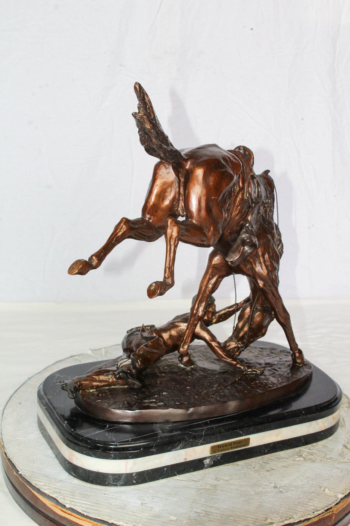 Nifao Brand – Wicked Pony Bronze Statue by Frederic Remington | Cowboy & Wild Horse Sculpture | Lost Wax Casting | Western Art Decor 19" x 11" x 23"H