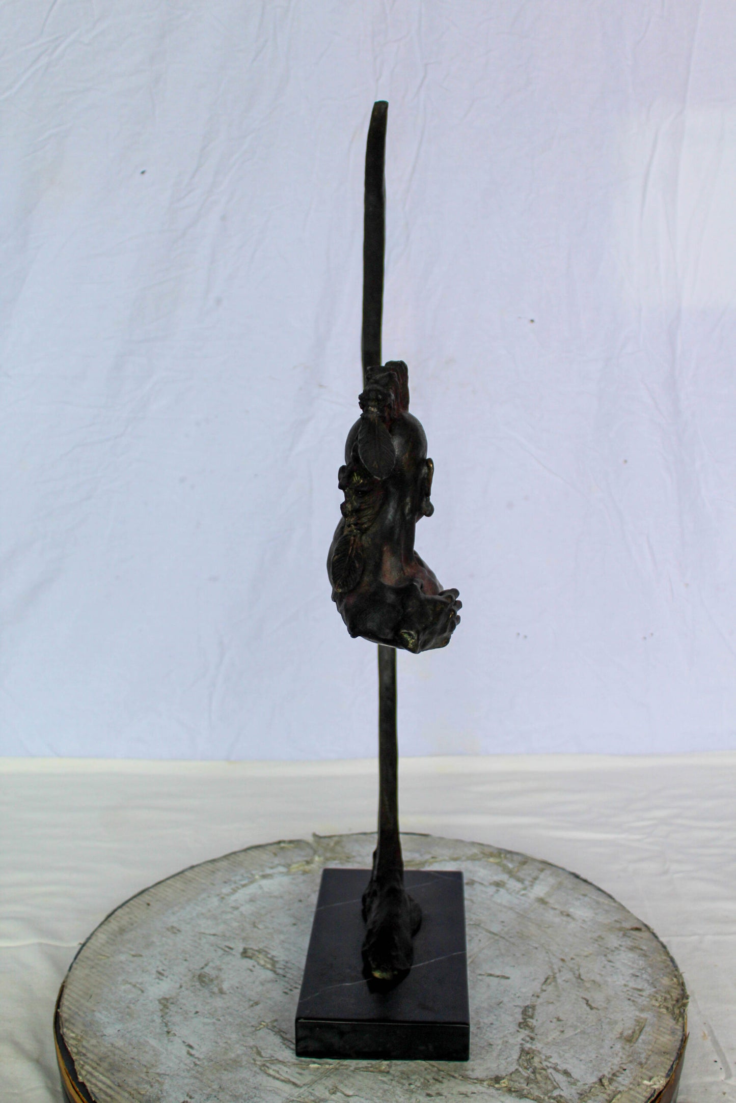 Native American Archer Bronze Statue Dark Brown Patina 22" x 6" x 33"H
