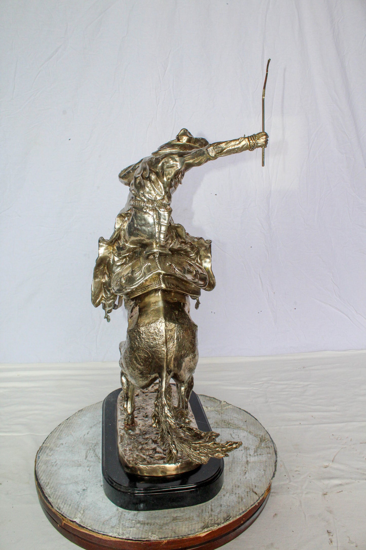 Jumbo Bronze Bronco Buster Statue Silver Finish Replica 26" x 11" x 30"H