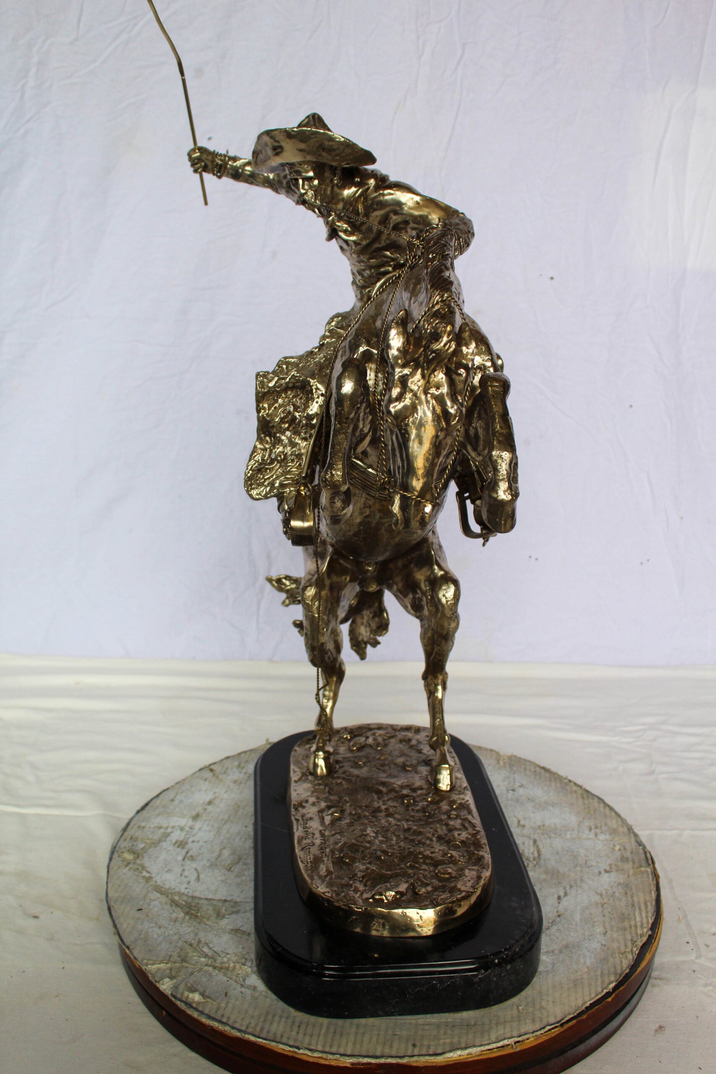 Jumbo Bronze Bronco Buster Statue Silver Finish Replica 26" x 11" x 30"H