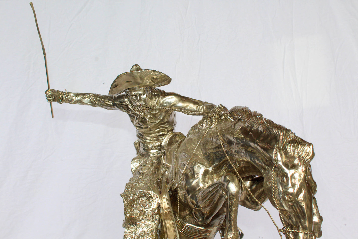 Jumbo Bronze Bronco Buster Statue Silver Finish Replica 26" x 11" x 30"H