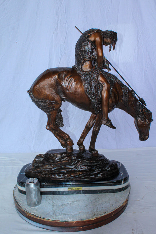 End of the Trail Native American Bronze Sculpture Replica 29" x 11" x 32"H