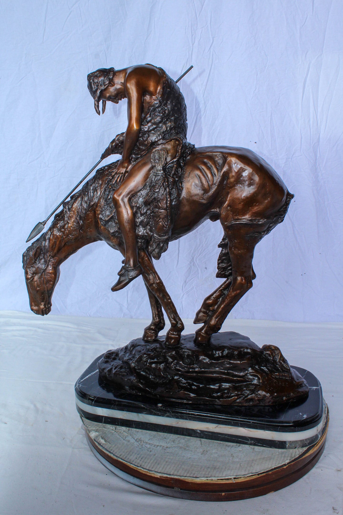 End of the Trail Native American Bronze Sculpture Replica 29" x 11" x 32"H