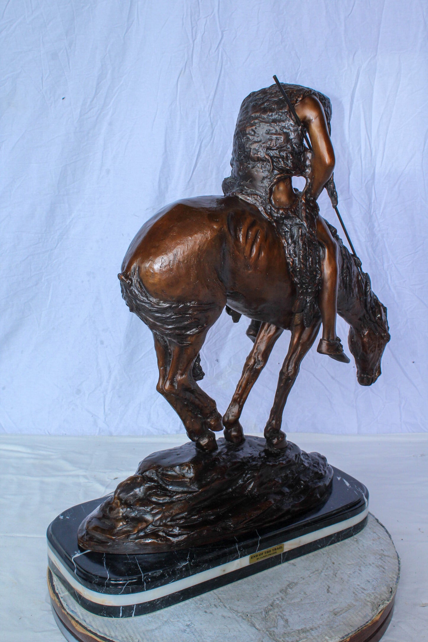 End of the Trail Native American Bronze Sculpture Replica 29" x 11" x 32"H