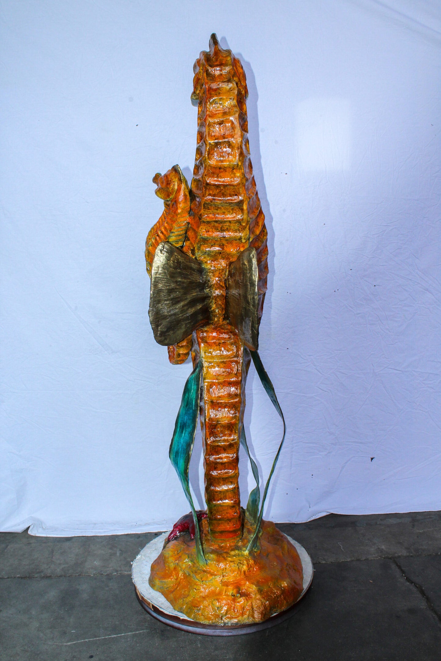 Large Bronze Seahorse and Baby Ocean Fountain Sculpture 26" x 22" x 66"H
