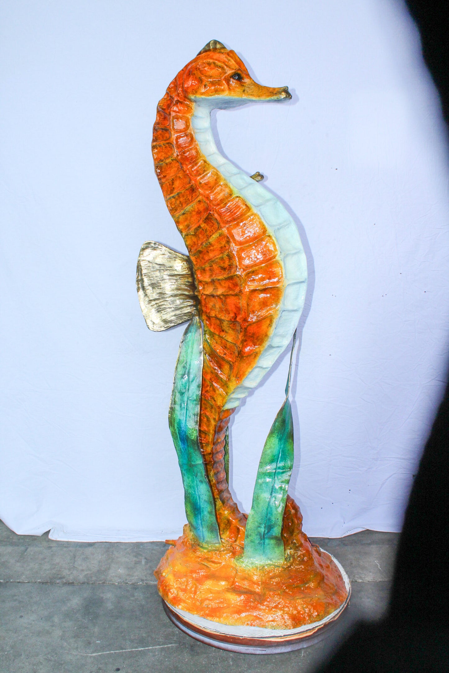 Large Bronze Seahorse and Baby Ocean Fountain Sculpture 26" x 22" x 66"H