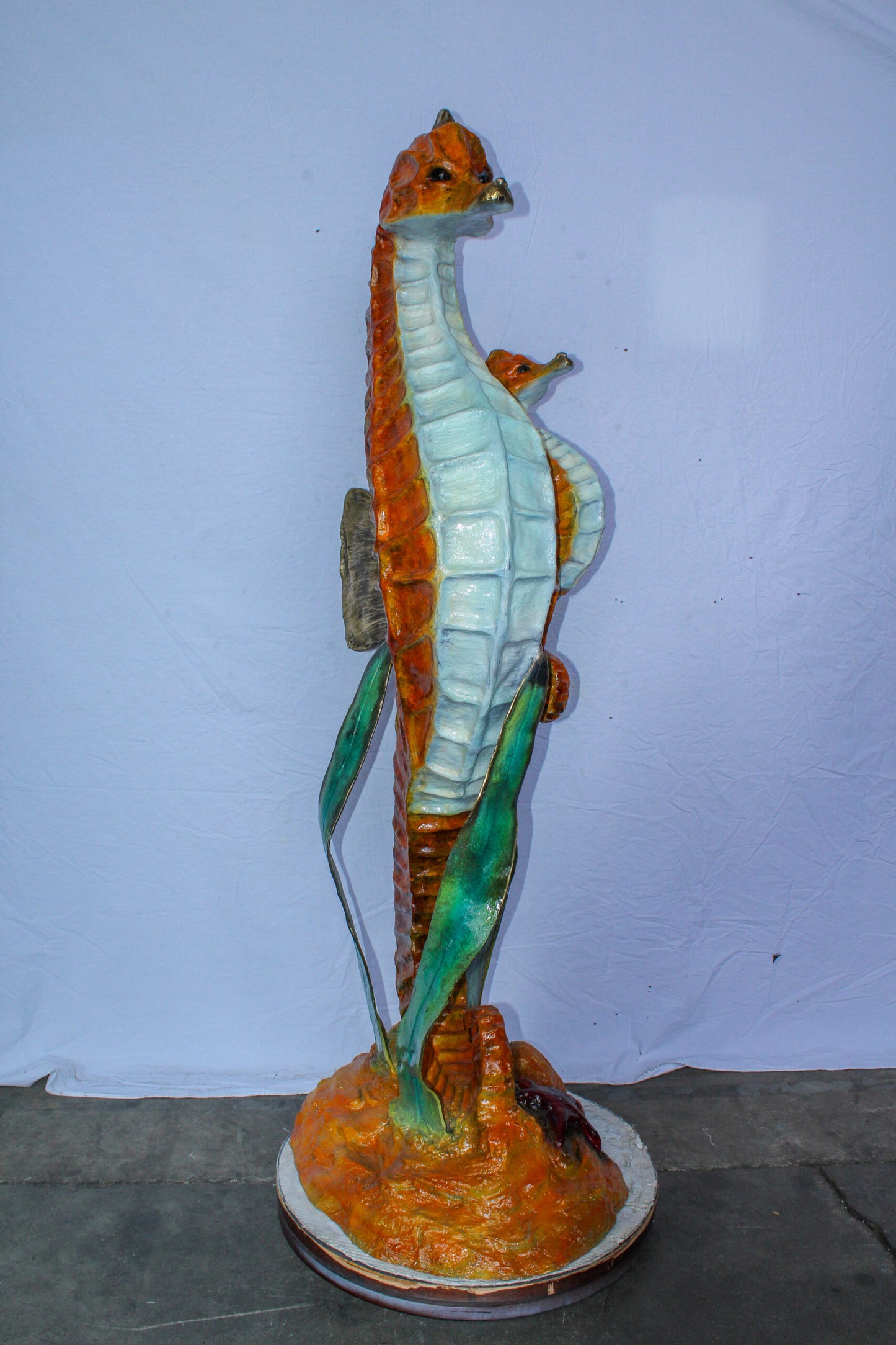 Large Bronze Seahorse and Baby Ocean Fountain Sculpture 26" x 22" x 66"H