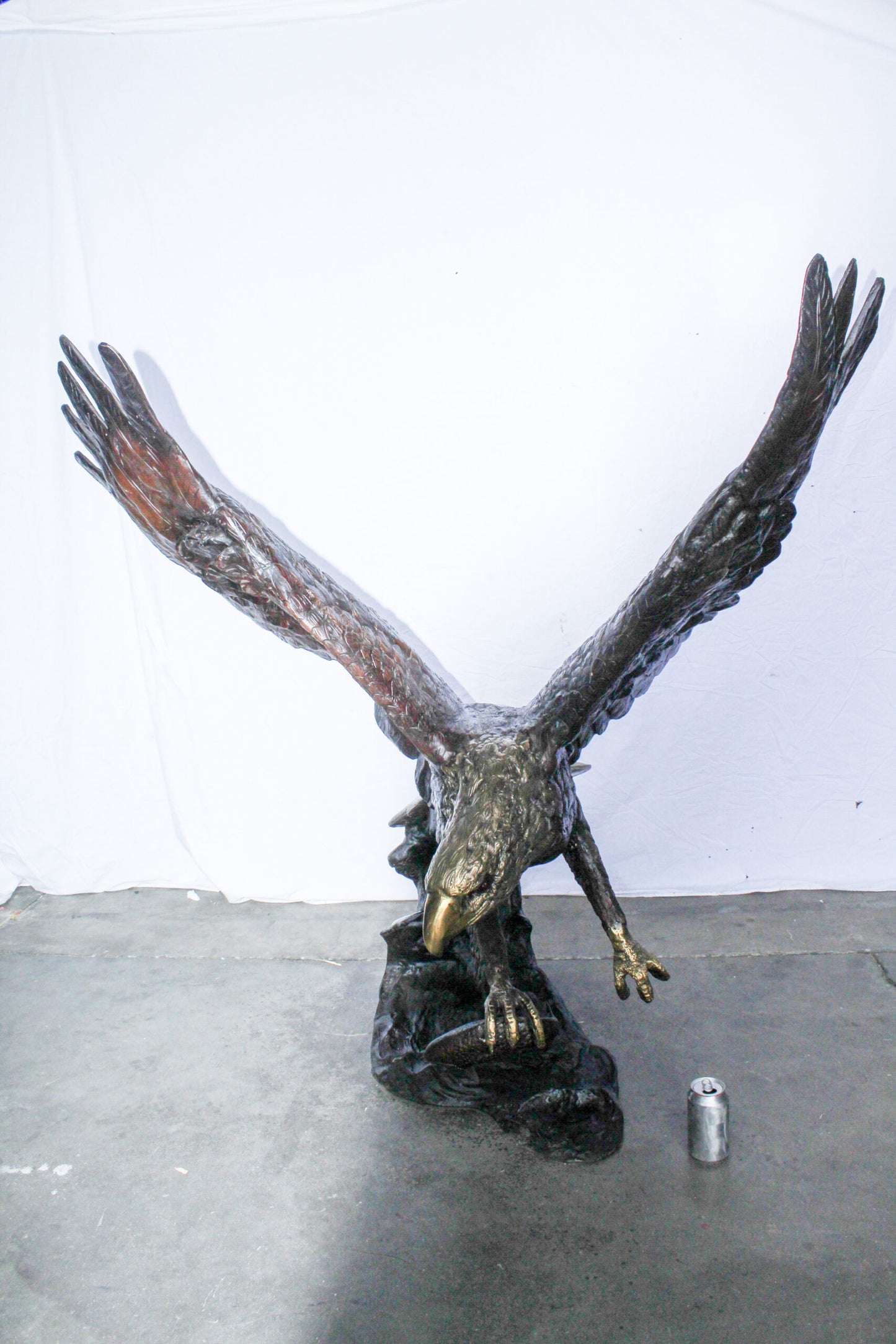 Giant Bronze Eagle Sculpture with Outstretched Wings 54" x 42" x 54"H