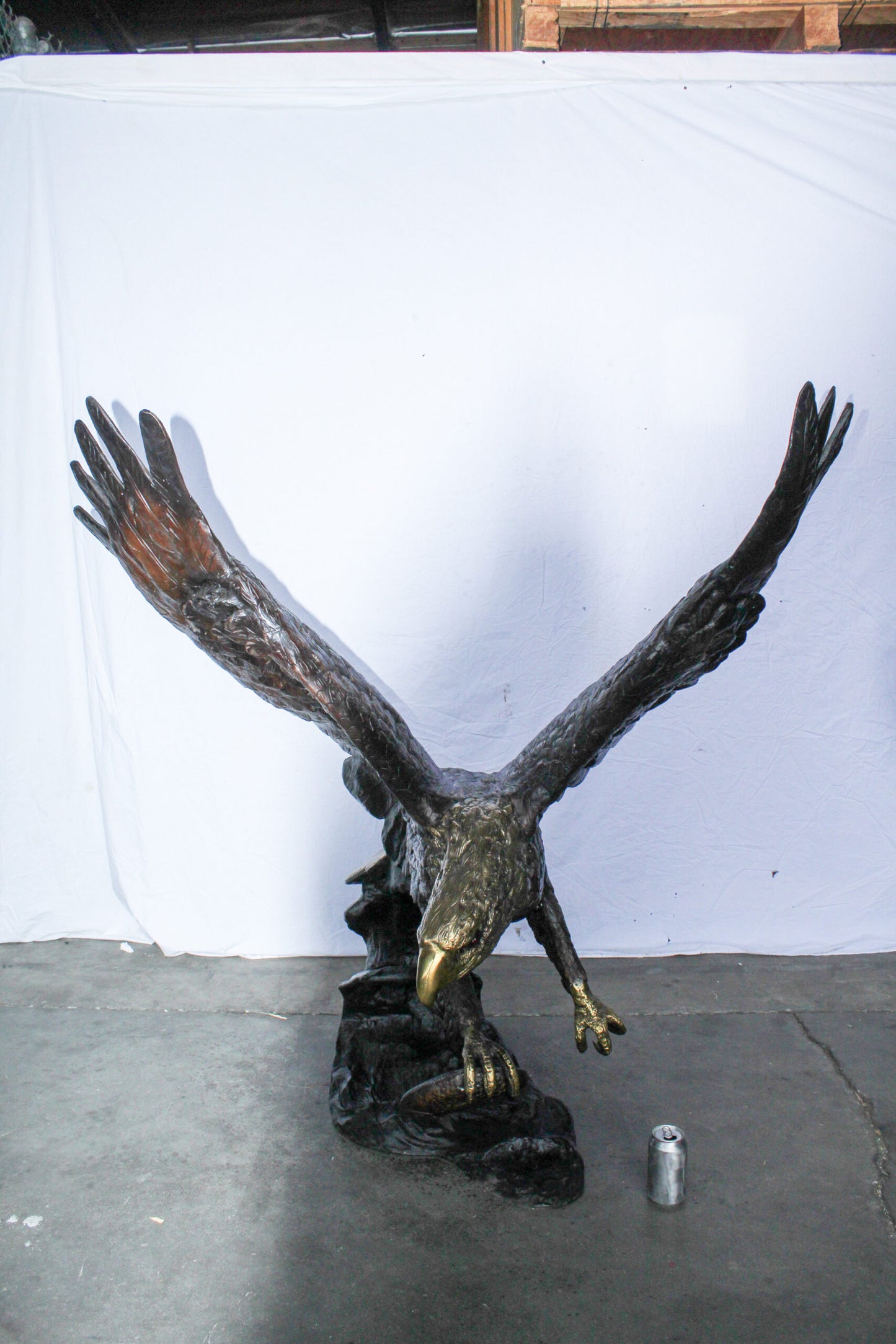 Giant Bronze Eagle Sculpture with Outstretched Wings 54" x 42" x 54"H