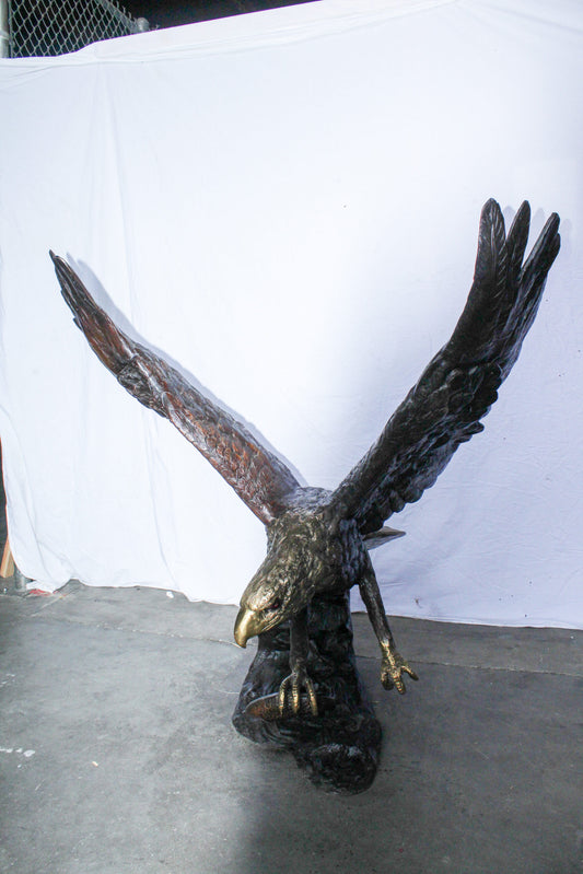Giant Bronze Eagle Sculpture with Outstretched Wings 54" x 42" x 54"H