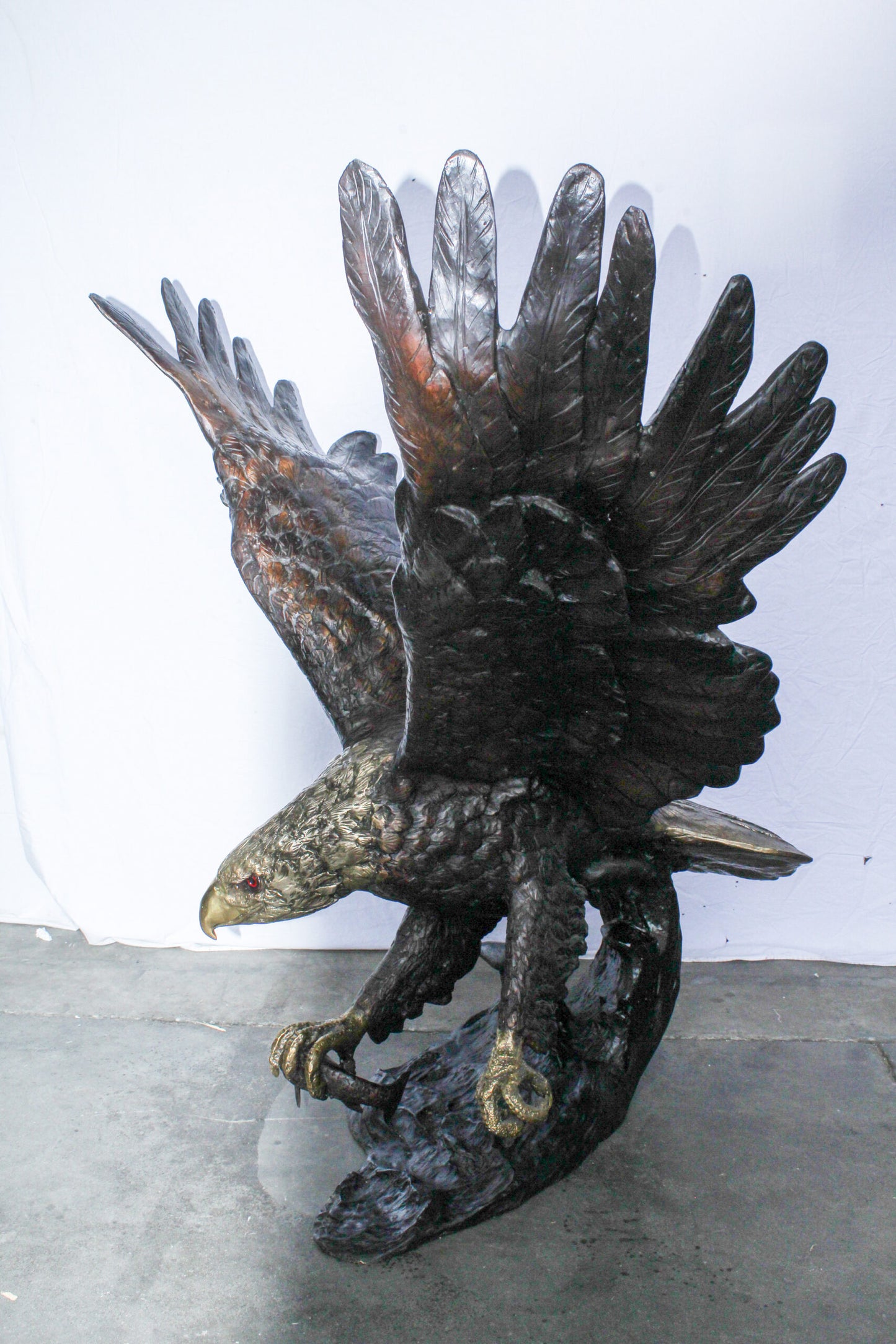 Giant Bronze Eagle Sculpture with Outstretched Wings 54" x 42" x 54"H