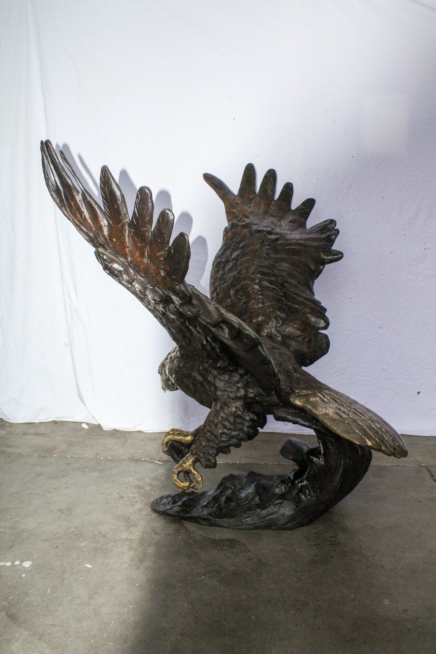 Giant Bronze Eagle Sculpture with Outstretched Wings 54" x 42" x 54"H