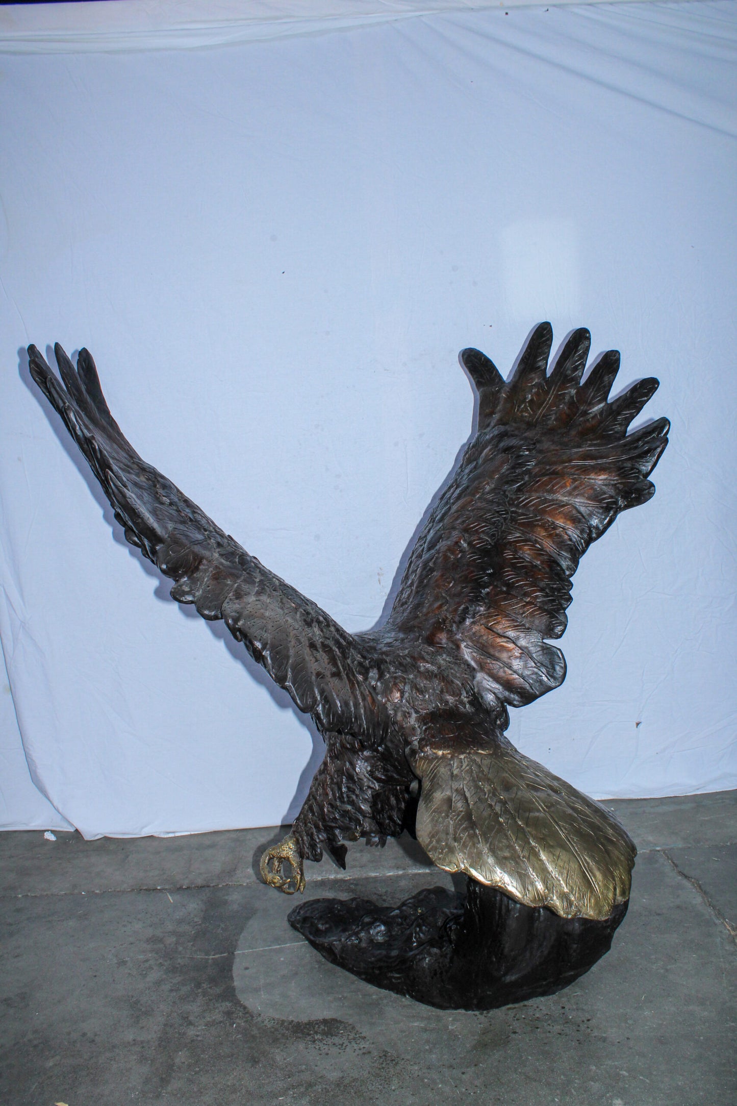 Giant Bronze Eagle Sculpture with Outstretched Wings 54" x 42" x 54"H