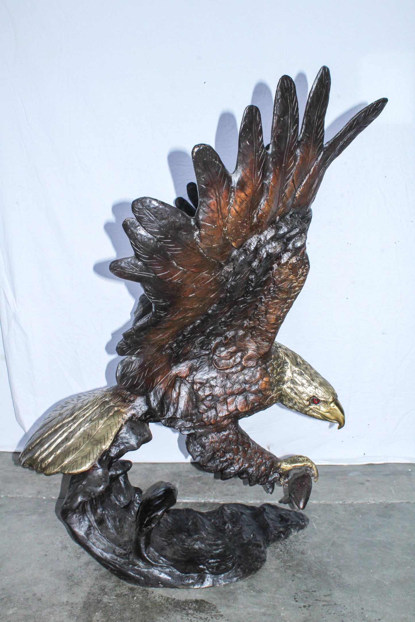 Giant Bronze Eagle Sculpture with Outstretched Wings 54" x 42" x 54"H
