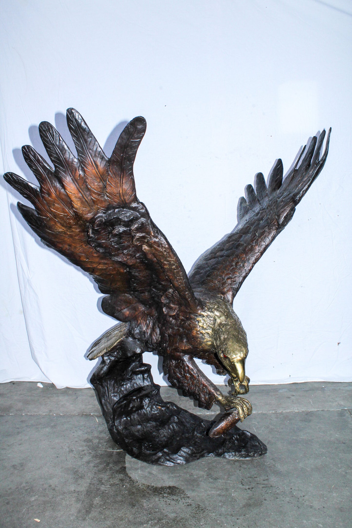Giant Bronze Eagle Sculpture with Outstretched Wings 54" x 42" x 54"H