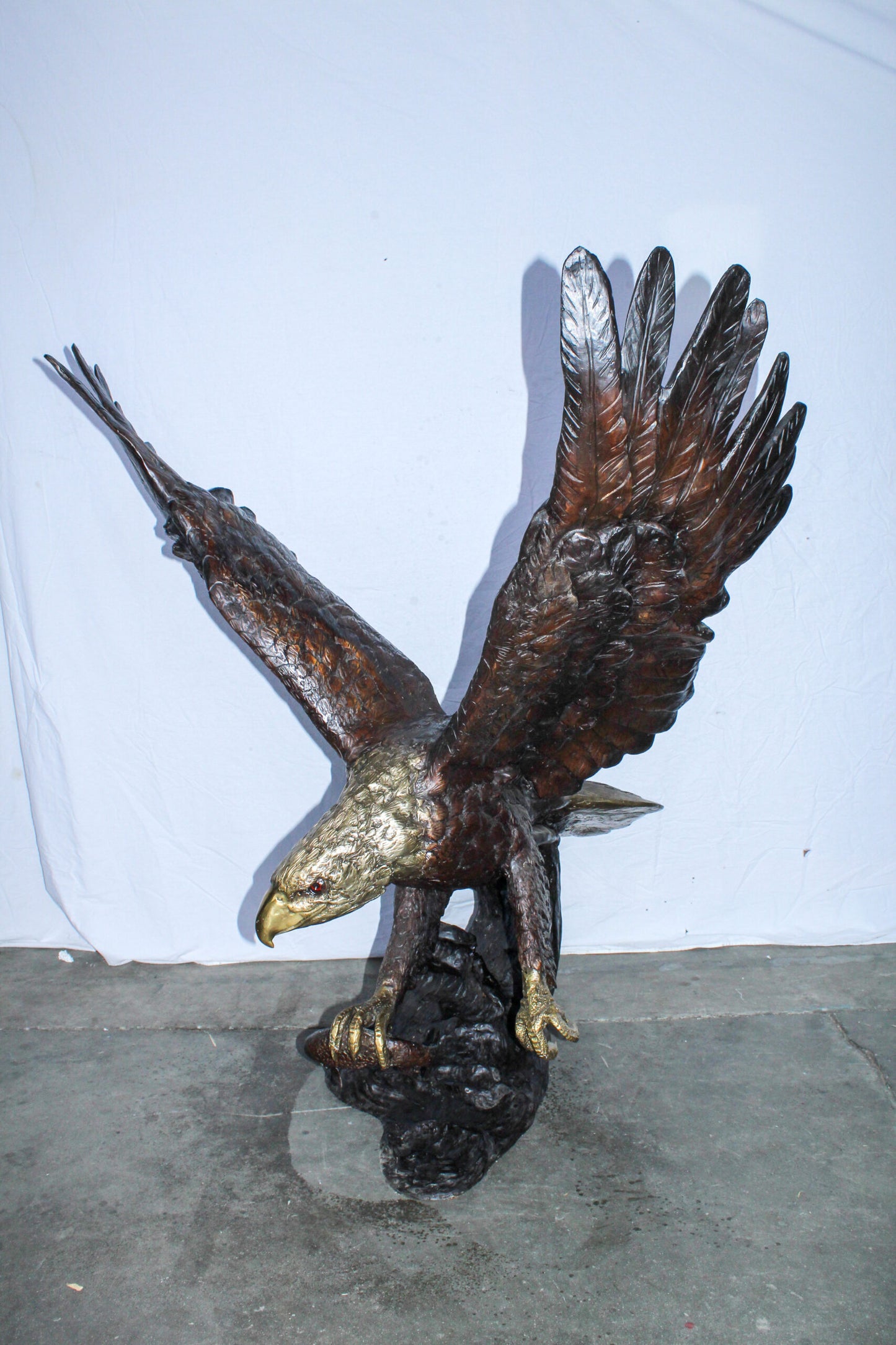 Giant Bronze Eagle Sculpture with Outstretched Wings 54" x 42" x 54"H
