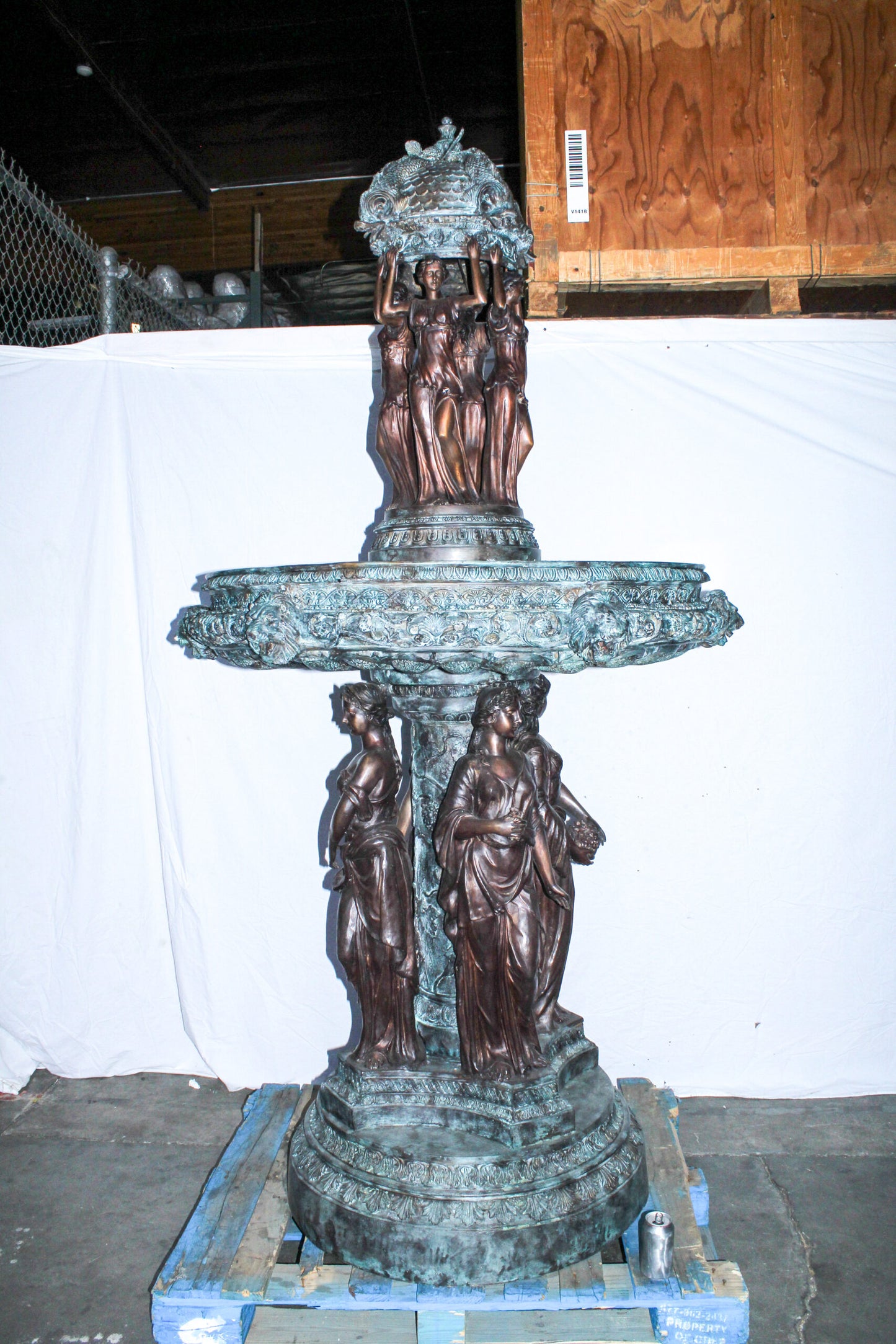 Giant Bronze Four Seasons Fountain with Patina Finish 48" x 48" x 98"H