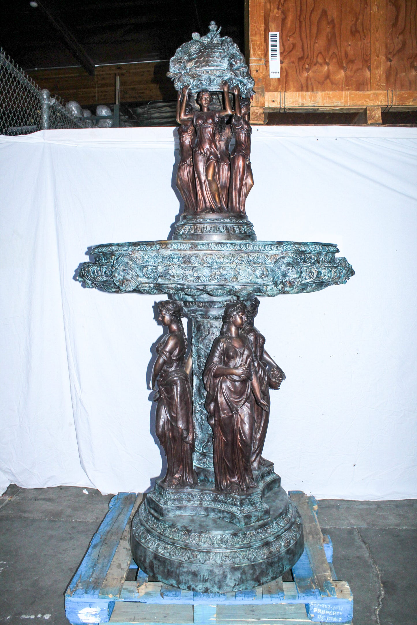 Giant Bronze Four Seasons Fountain with Patina Finish 48" x 48" x 98"H
