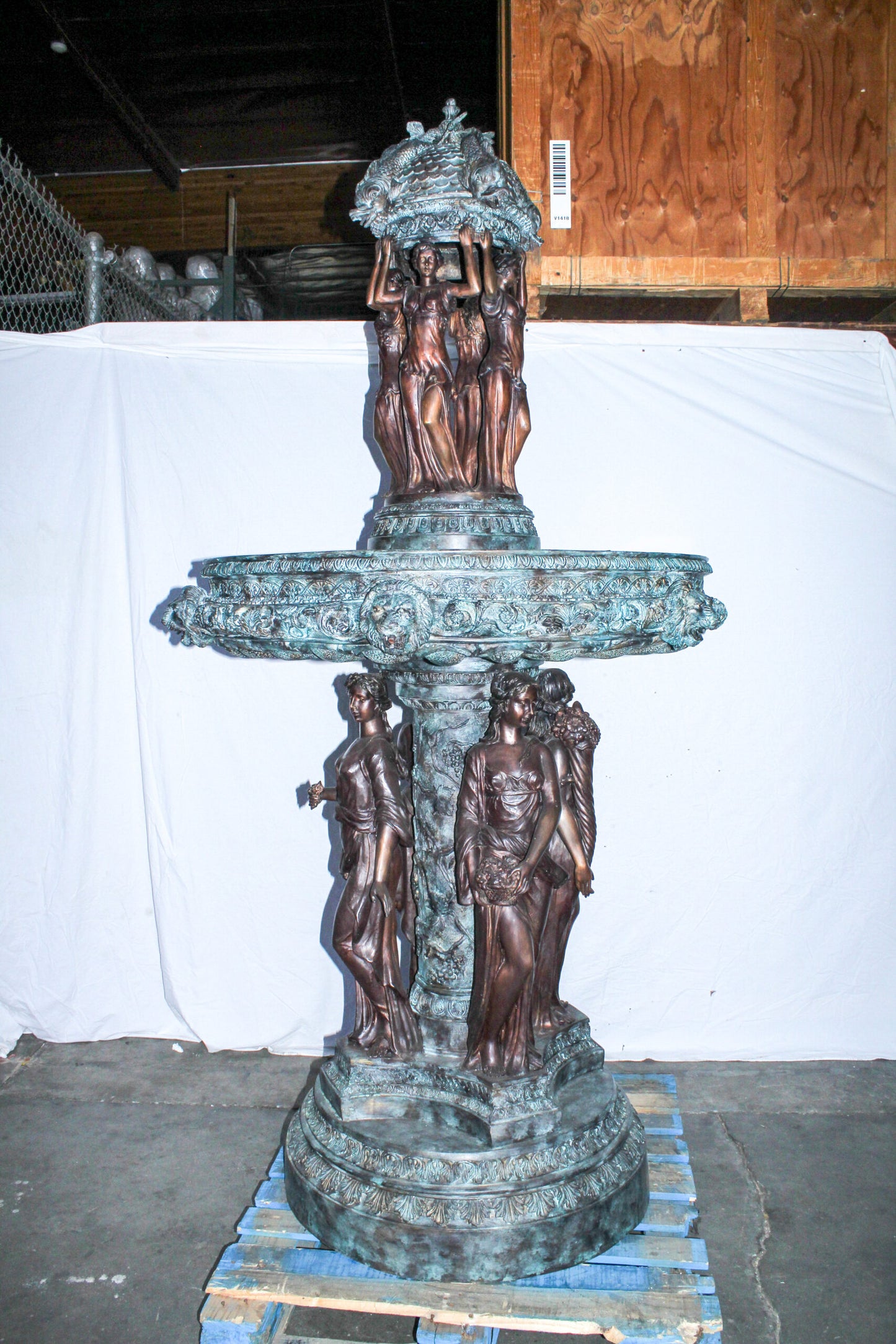 Giant Bronze Four Seasons Fountain with Patina Finish 48" x 48" x 98"H