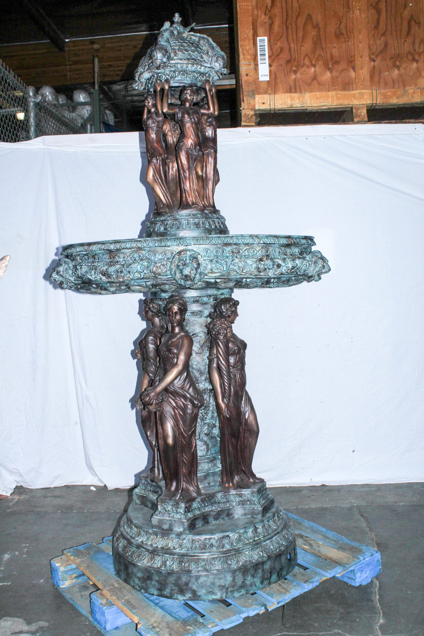 Giant Bronze Four Seasons Fountain with Patina Finish 48" x 48" x 98"H