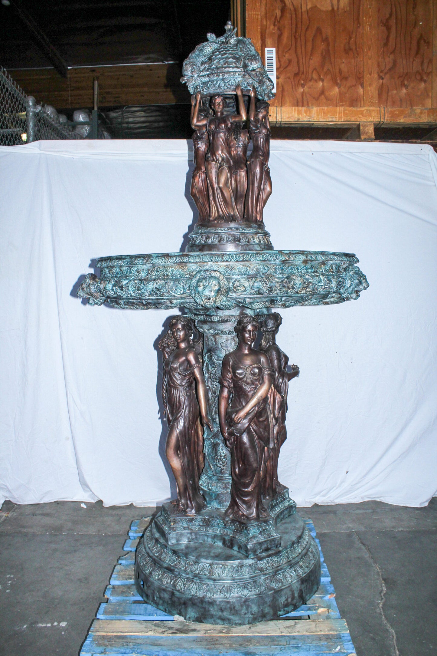 Giant Bronze Four Seasons Fountain with Patina Finish 48" x 48" x 98"H