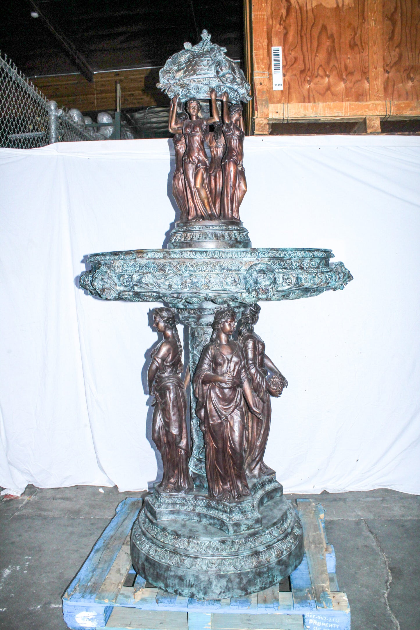 Giant Bronze Four Seasons Fountain with Patina Finish 48" x 48" x 98"H