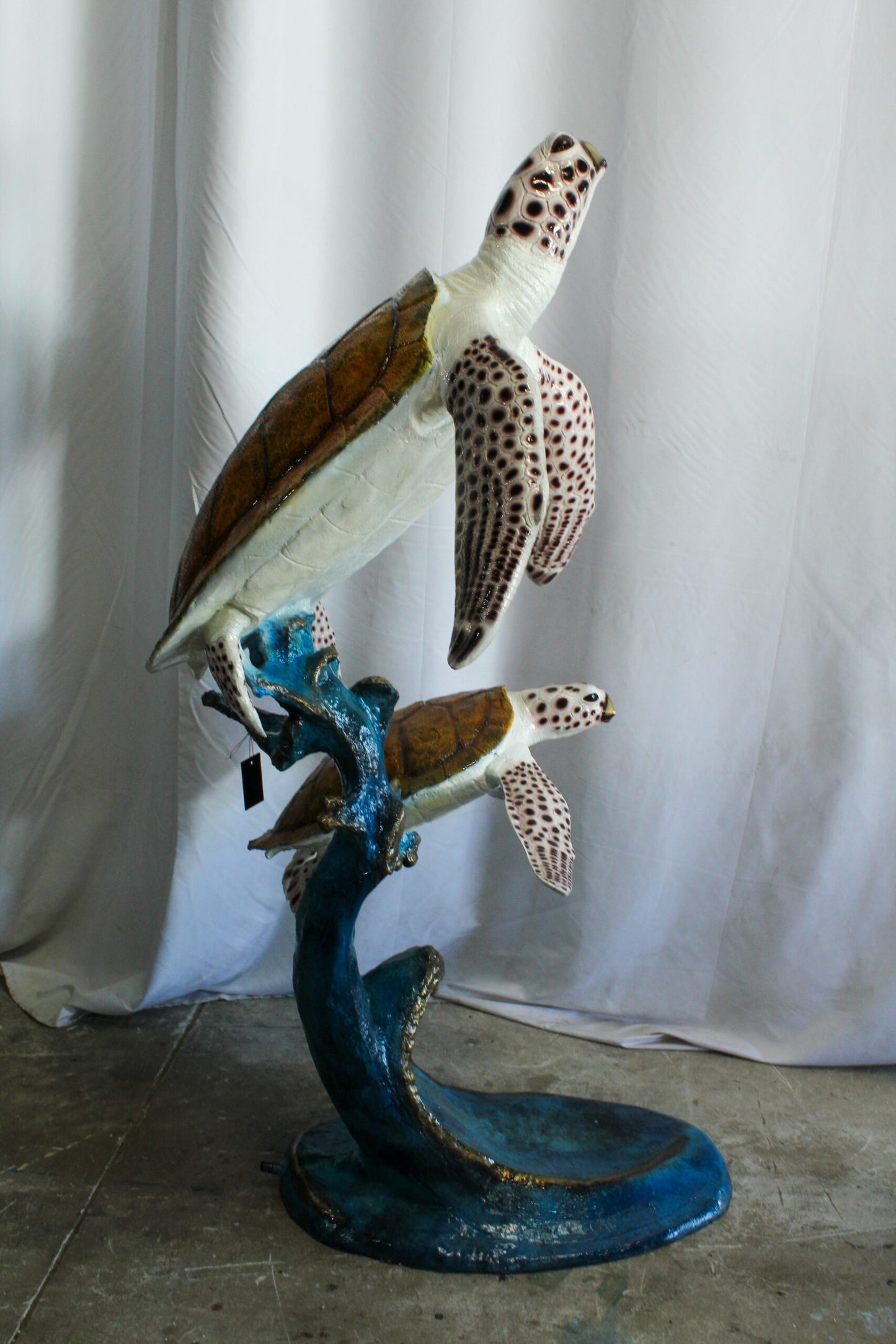 Nifao Bronze Sea Turtle Fountain Statue – Large Indoor/Outdoor Ocean-Inspired Sculpture,Two Turtles on Coral Wave Base, Handcrafted Lost Wax Casting, Garden, Patio & Luxury Home Decor 52" x 40" x 68"H