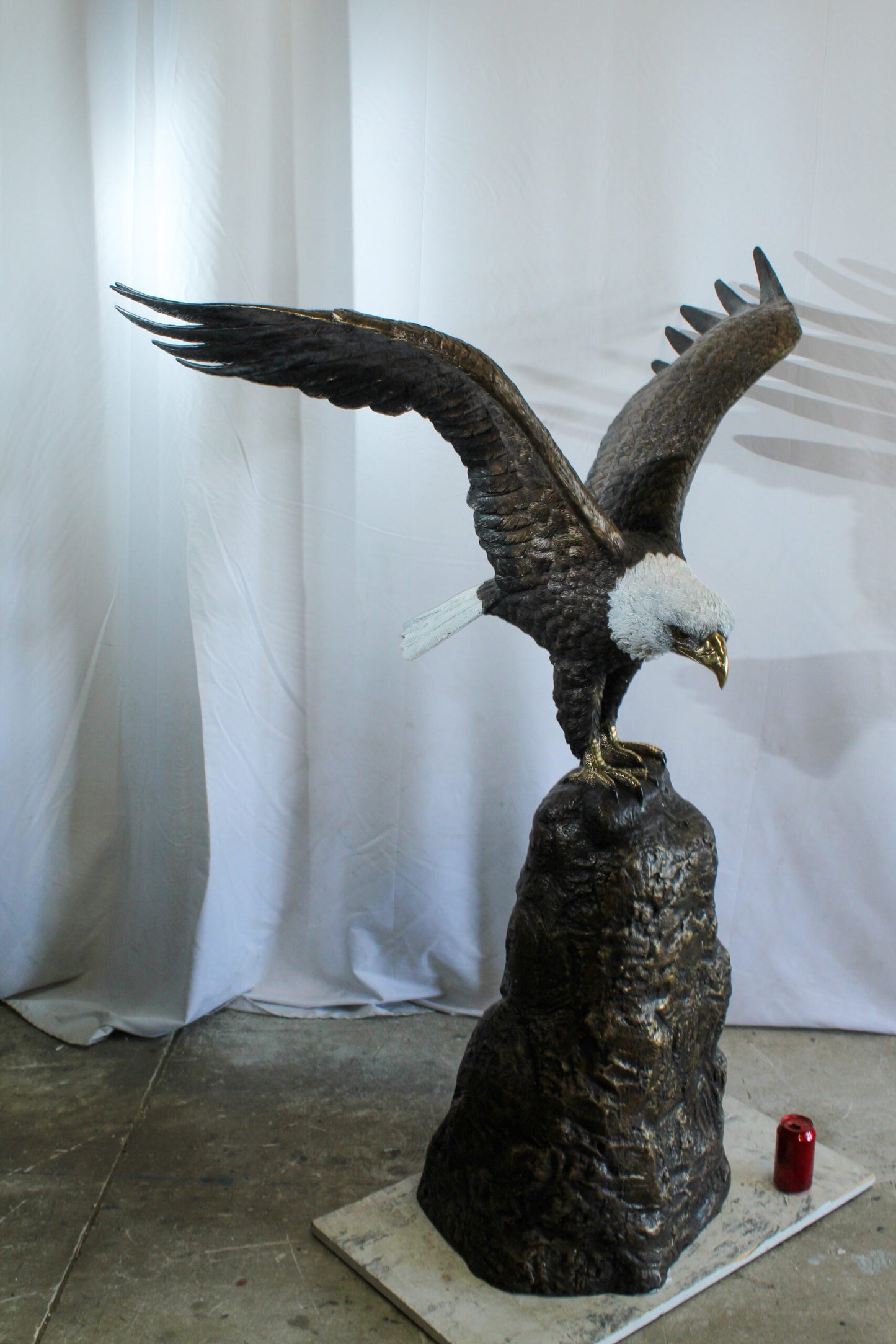 Bald Eagle Bronze Statue with White Head and His Wings Spread 51" x 36" x 58"H