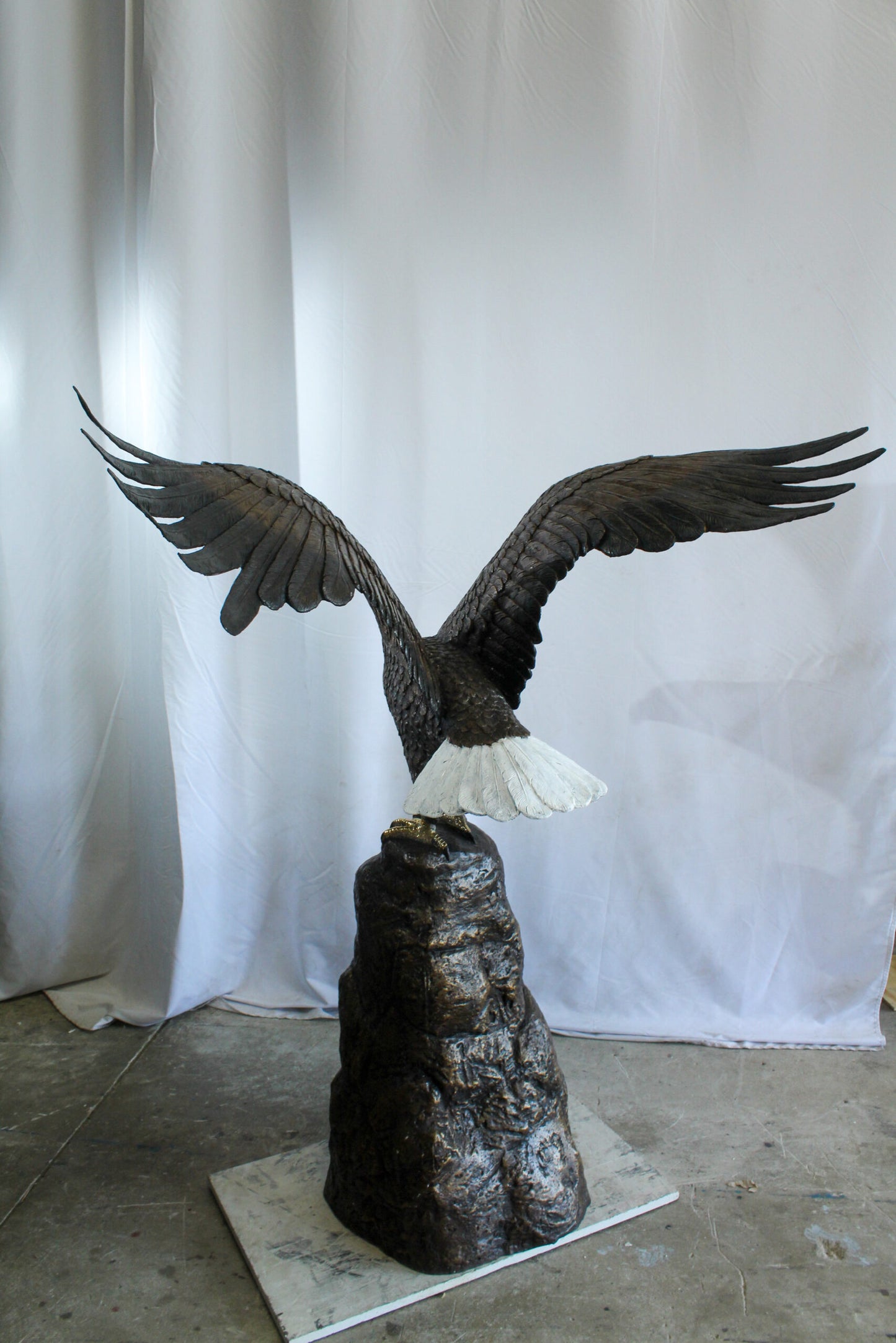 Bald Eagle Bronze Statue with White Head and His Wings Spread 51" x 36" x 58"H