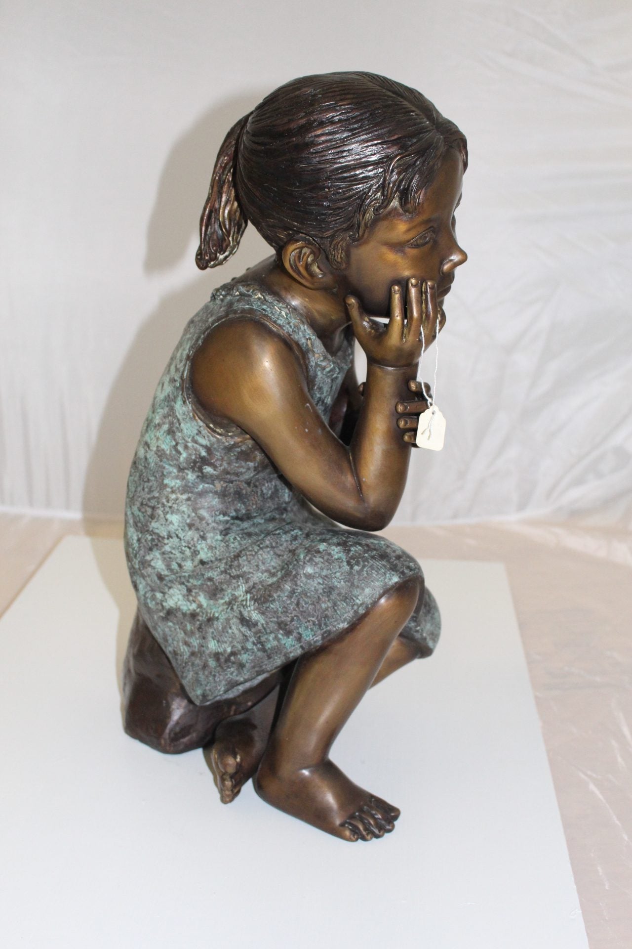 Girl in the sun -Sunny day Bronze Statue - Size: 10"L x 11"W x 21"H.