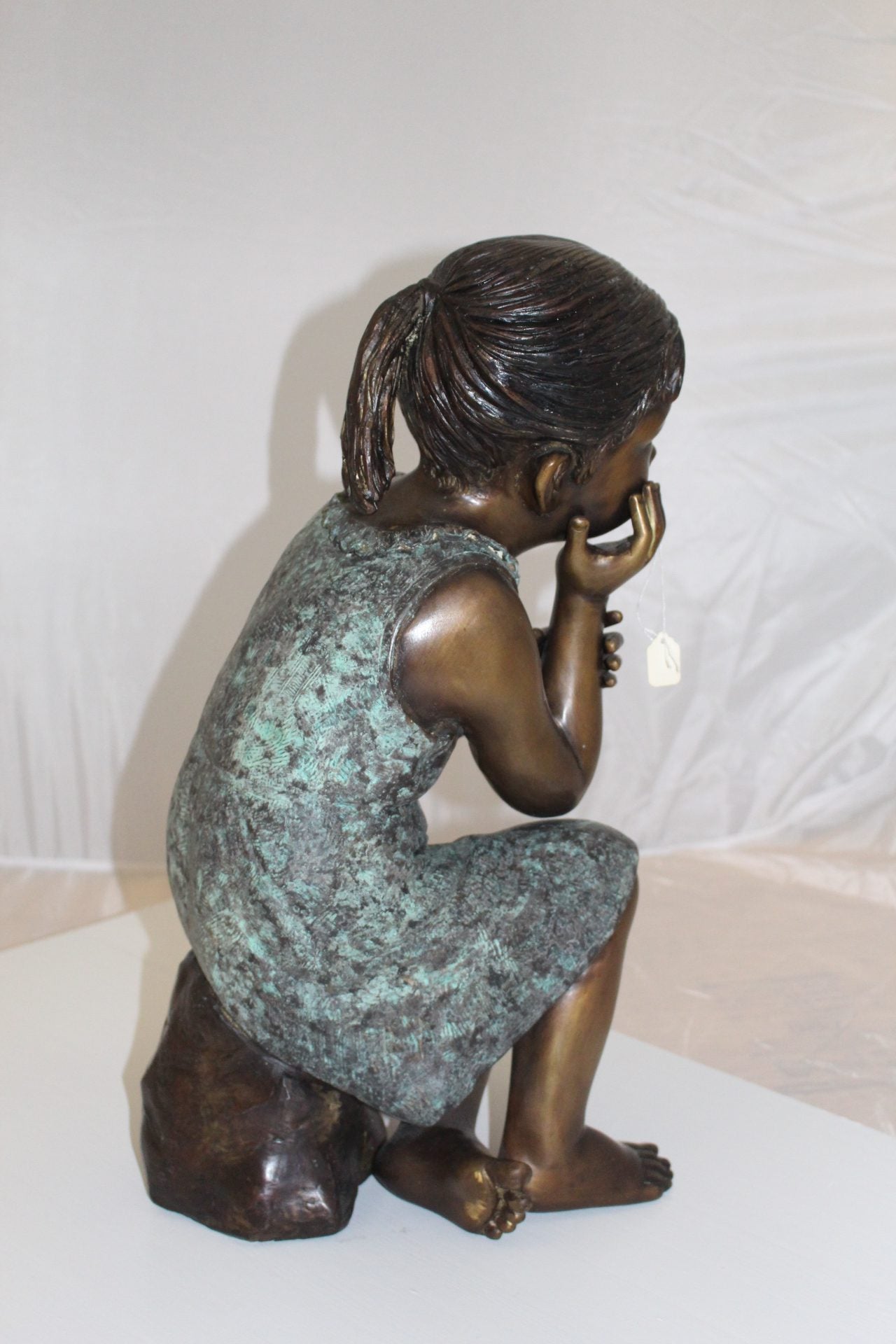 Girl in the sun -Sunny day Bronze Statue - Size: 10"L x 11"W x 21"H.