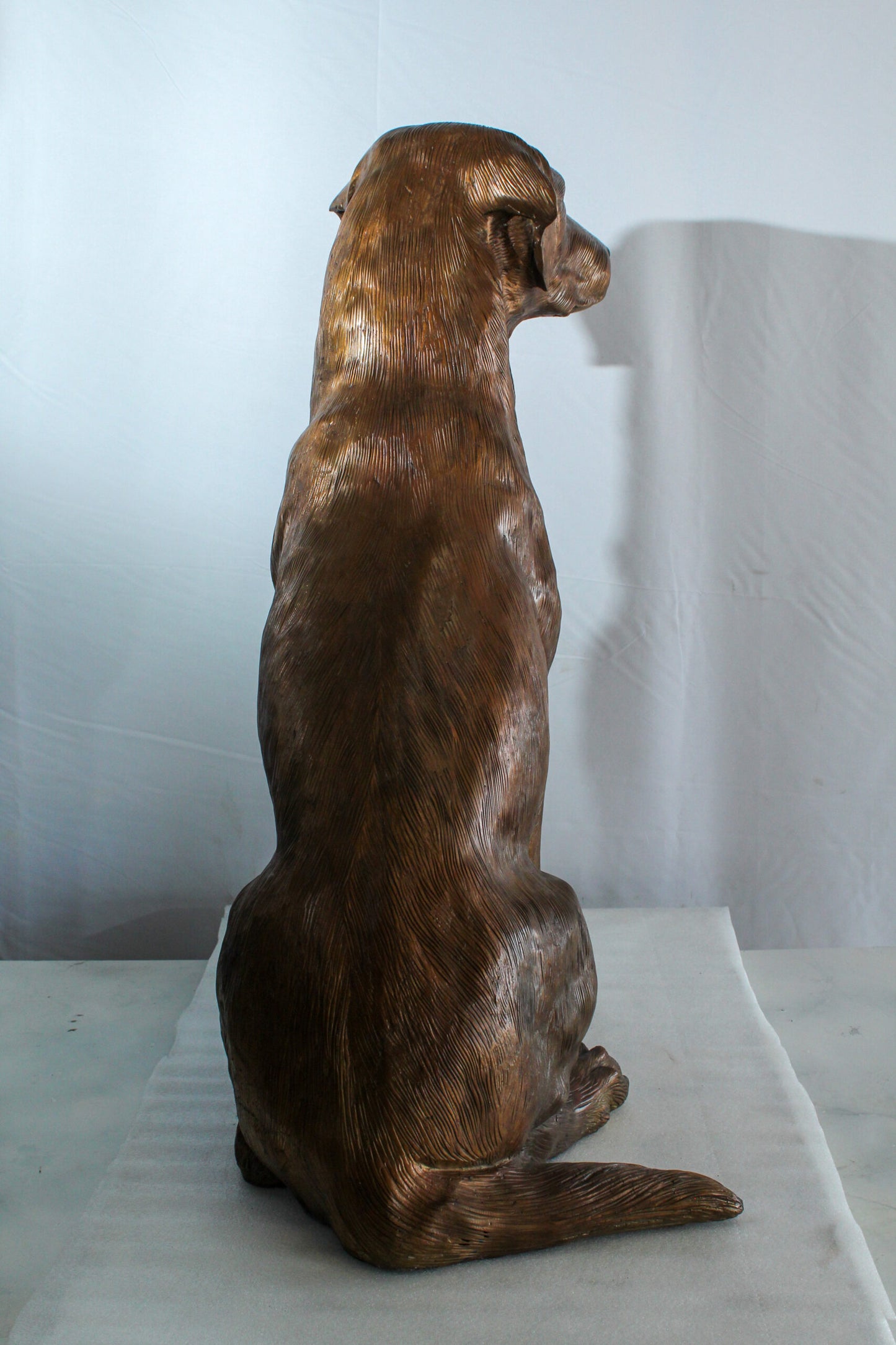 Large Bronze Labrador Retriever Dog Statue in Sitting Pose 28" x 19" x 31"H