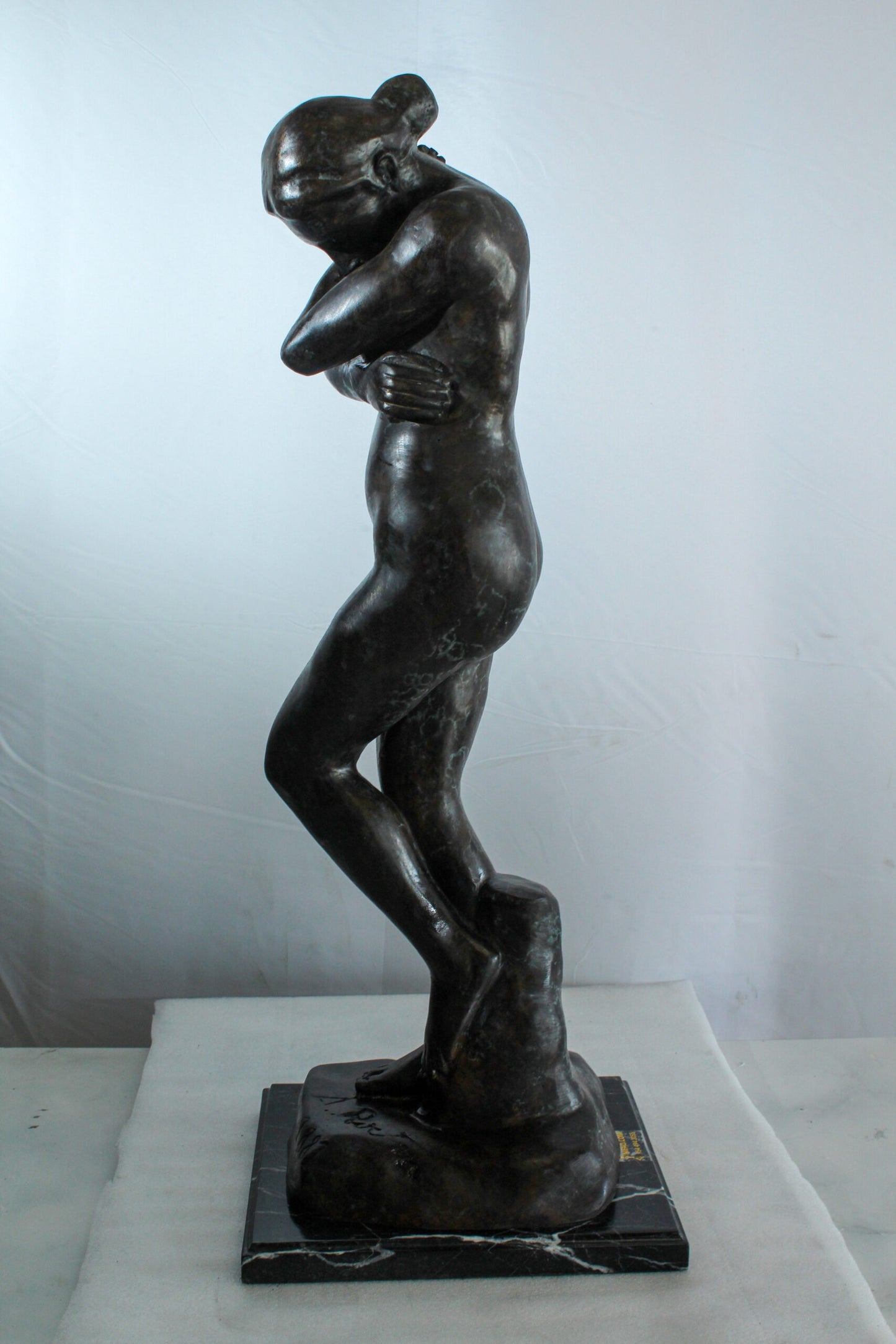 Bronze Art Nude Woman Statue Marble Base by Rodin Replica 12" x 11" x 32"H
