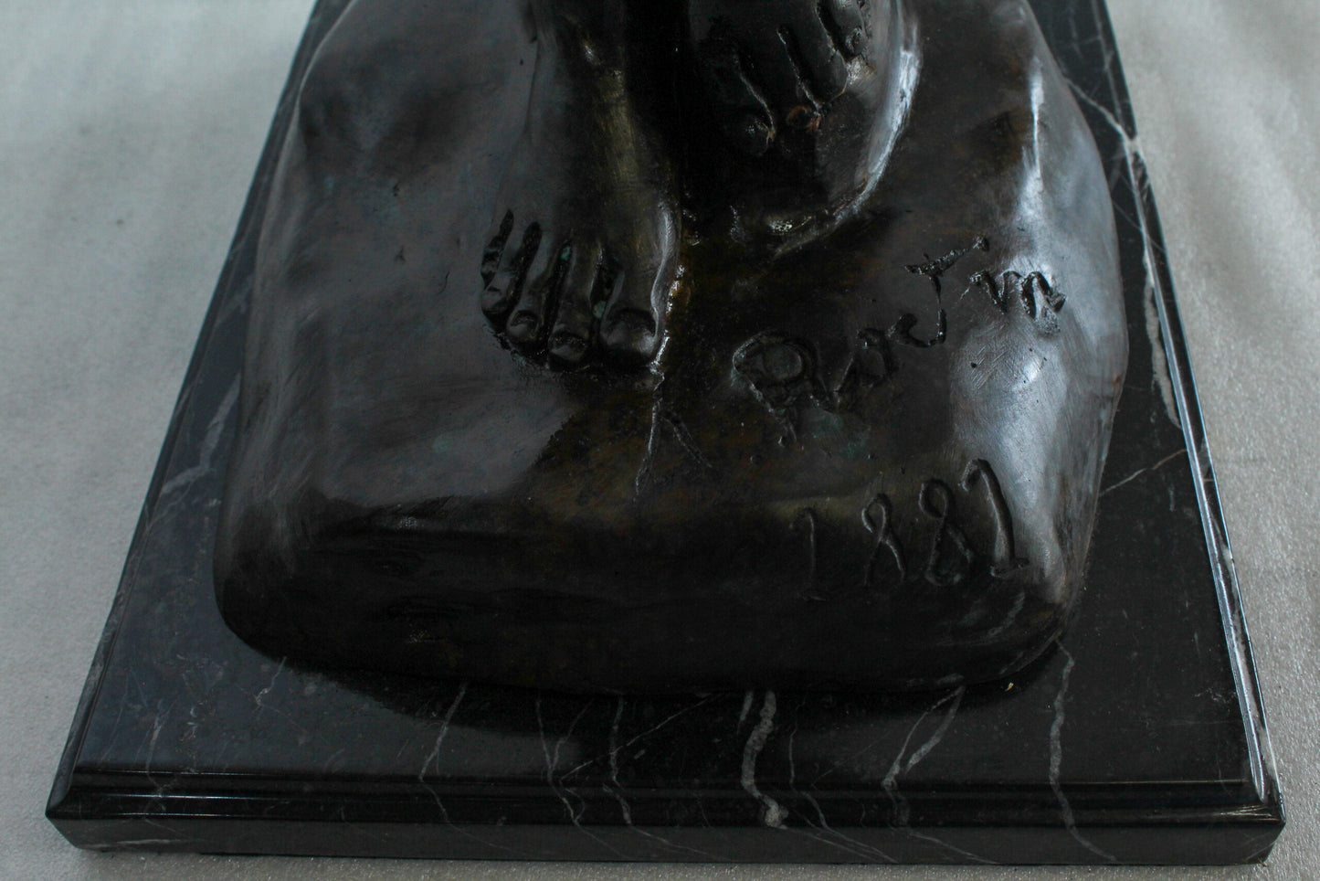 Bronze Art Nude Woman Statue Marble Base by Rodin Replica 12" x 11" x 32"H
