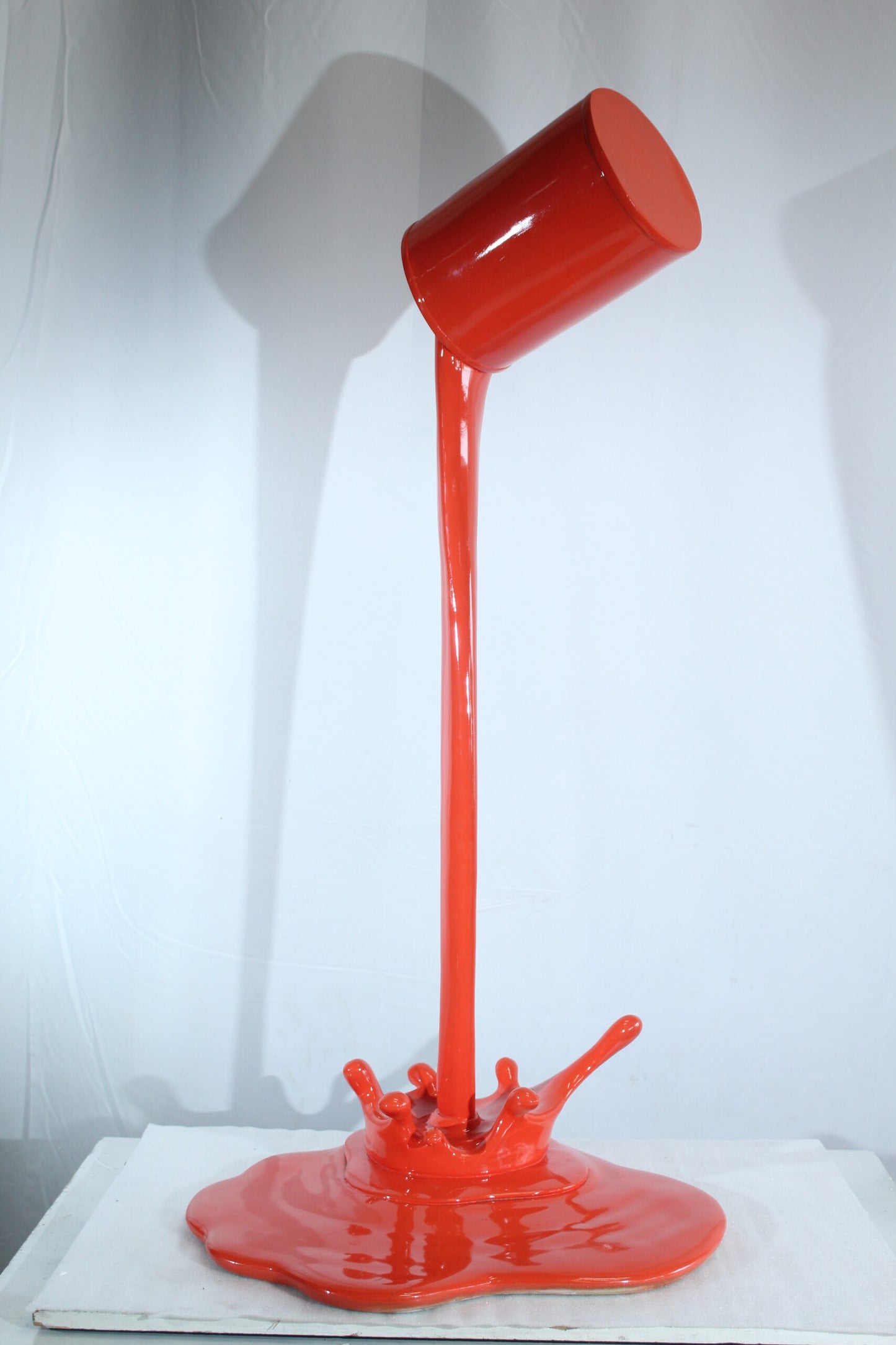 Nifao Orange Pouring Paint Can Resin Sculpture – Bold Contemporary Art Decor for Home, Office & Gallery - 25" x 21" x 48"H