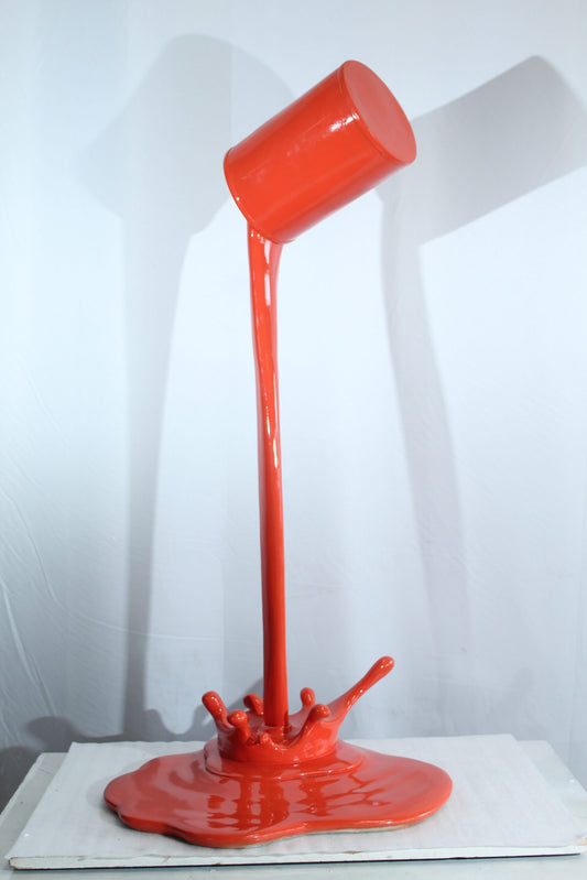 Nifao Orange Pouring Paint Can Resin Sculpture – Bold Contemporary Art Decor for Home, Office & Gallery - 25" x 21" x 48"H
