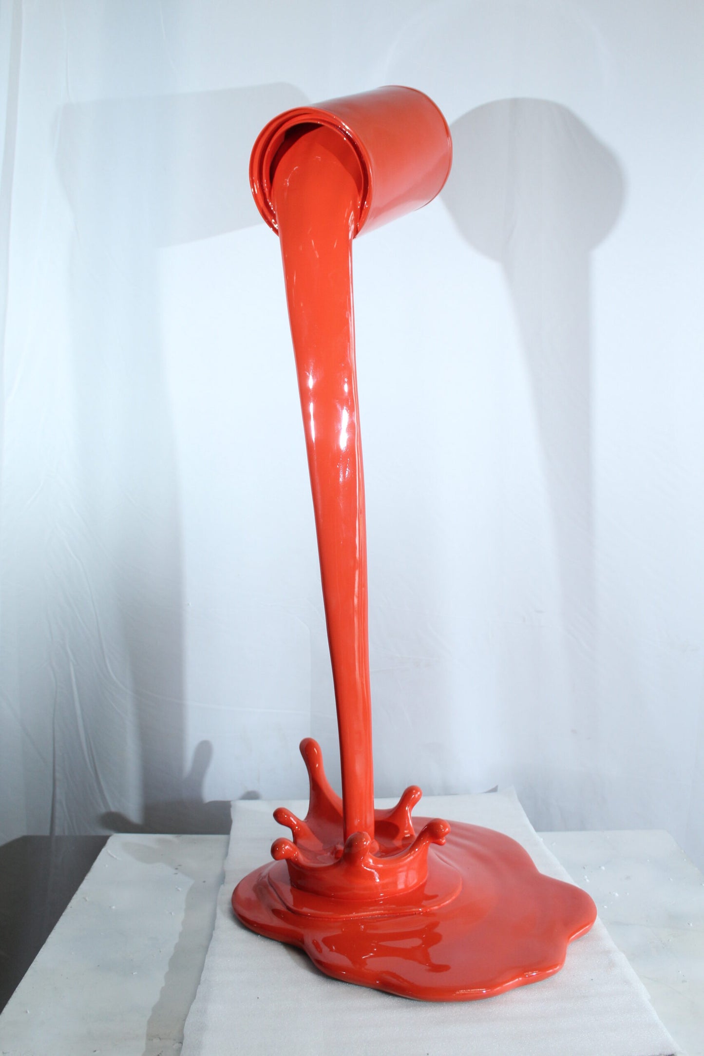 Orange Pouring Paint Can Resin Sculpture Modern Art Decor 25" x 21" x 48"H