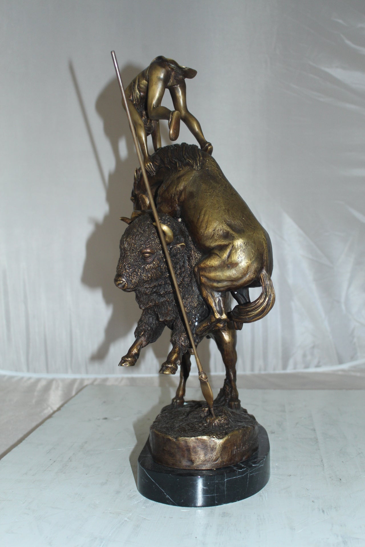 Buffalo Horse by Remington Bronze Statue - Size: 14"L x 6"W x 20"H.