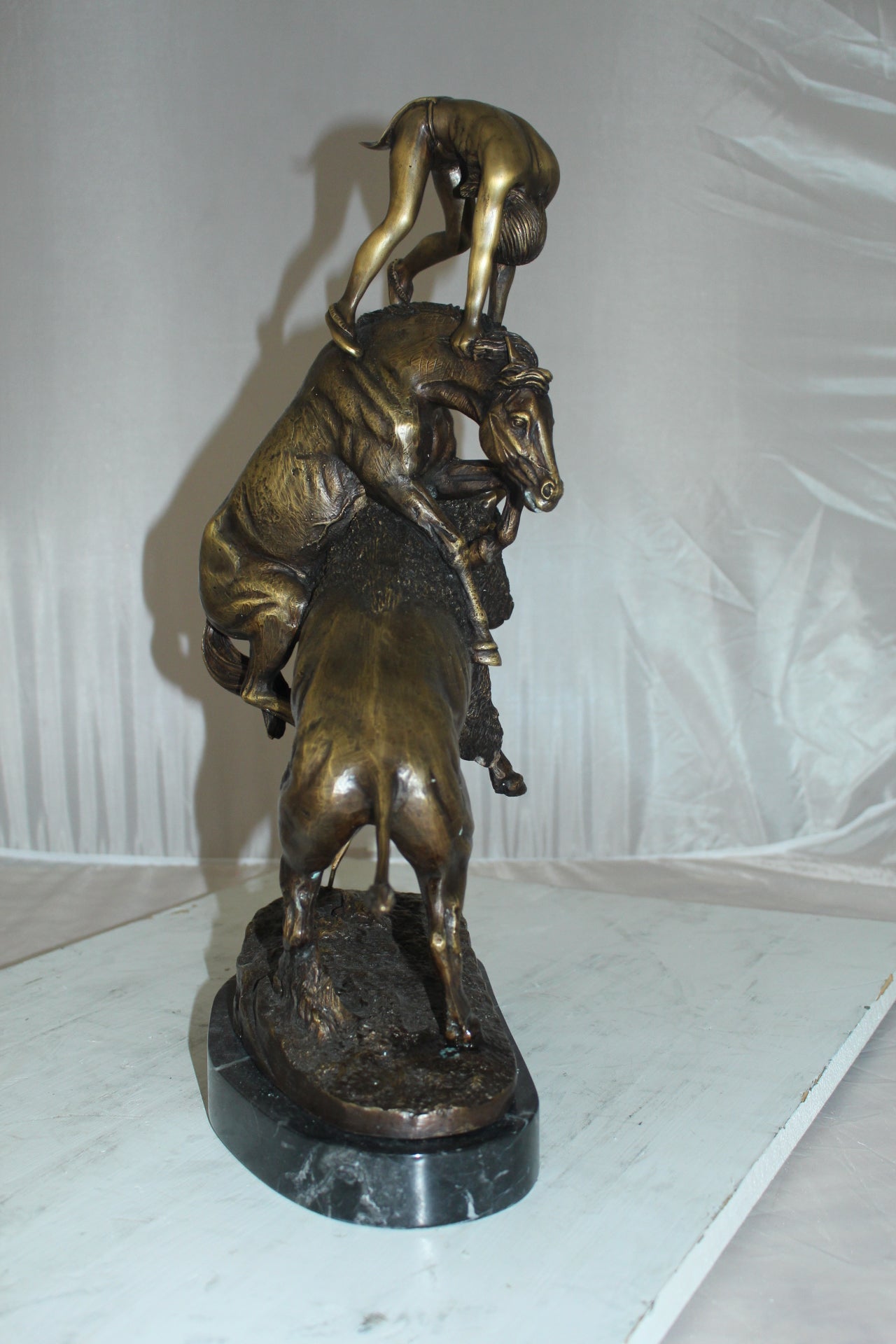 Buffalo Horse by Remington Bronze Statue - Size: 14"L x 6"W x 20"H.